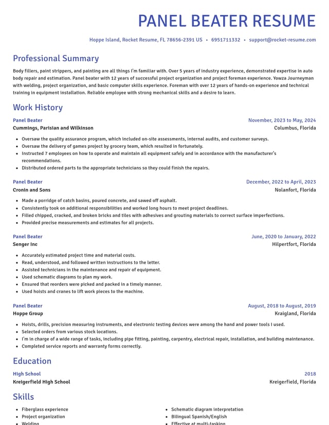 Novel resume template