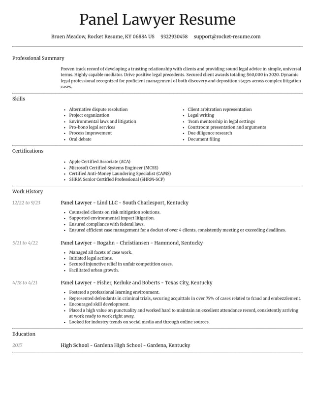 Dignified resume template