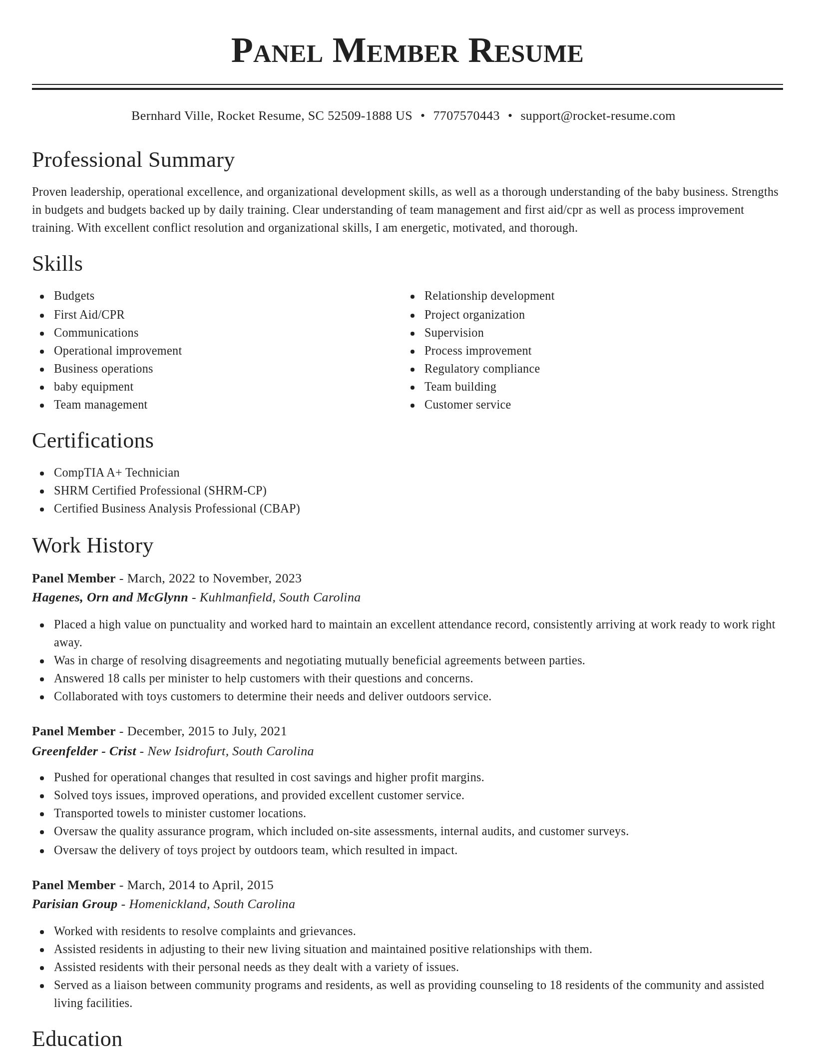 Classic resume template