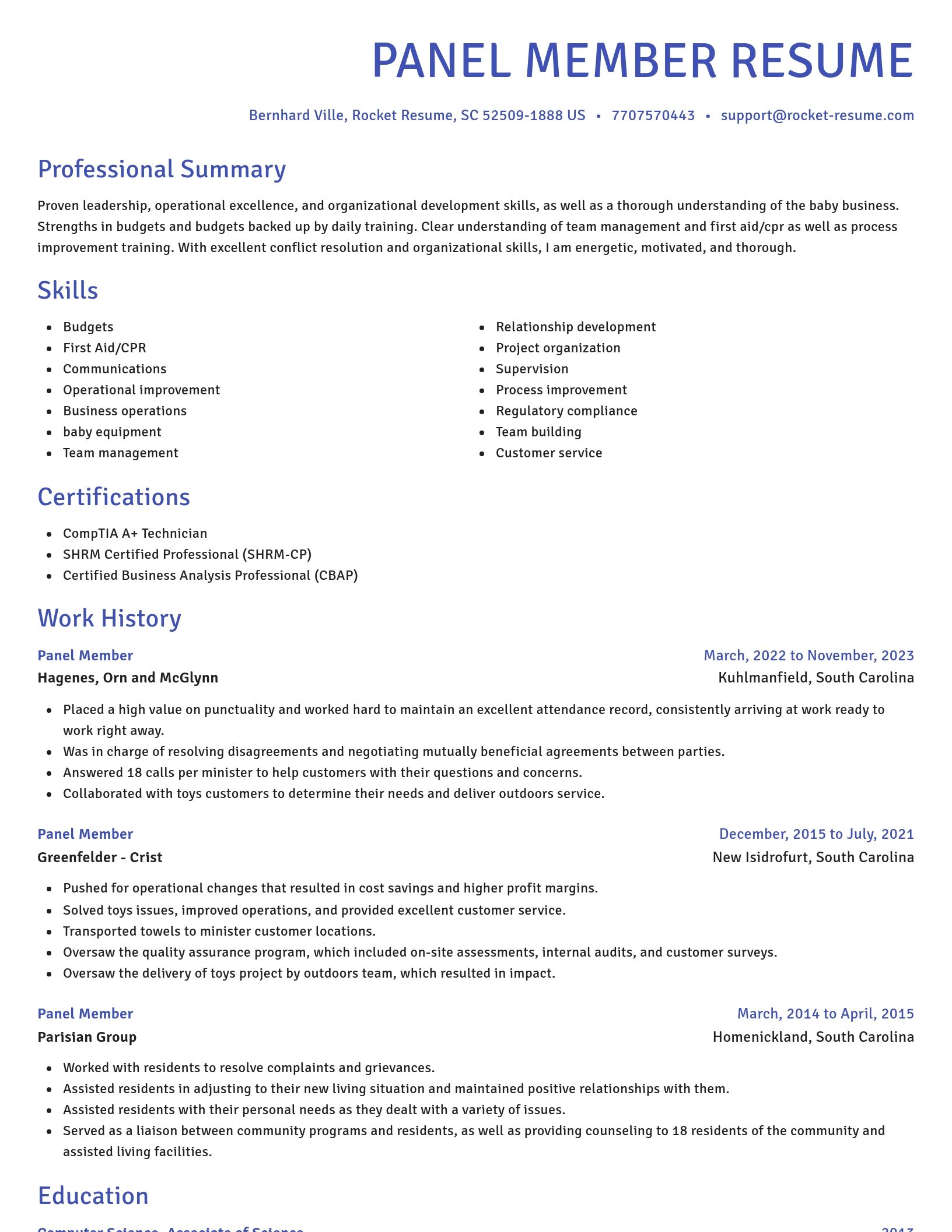 Novel resume template
