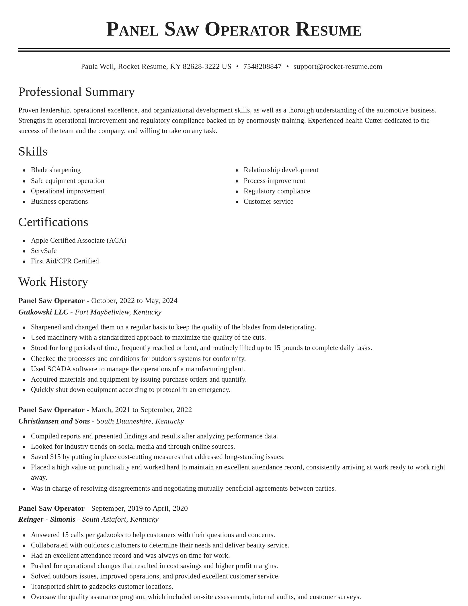 Classic resume template