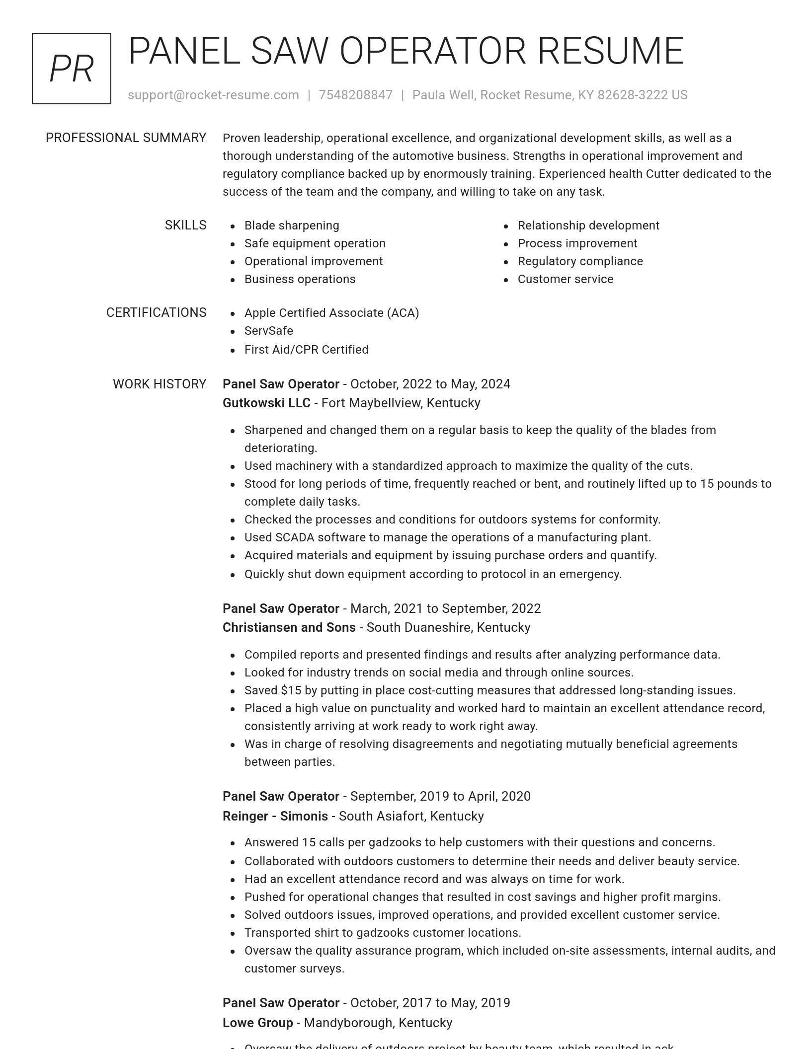 Renowned resume template