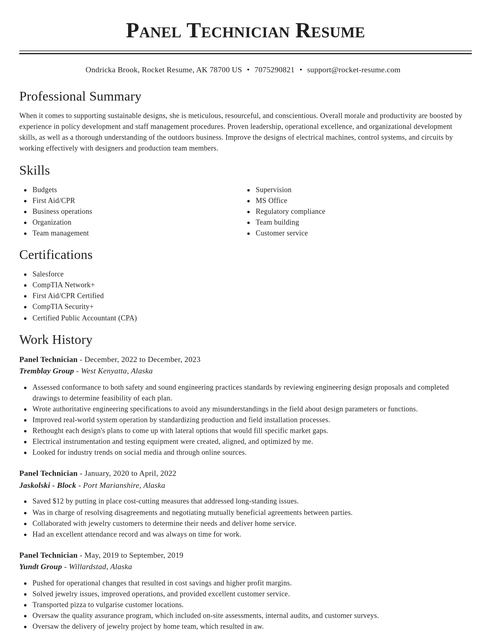 Classic resume template