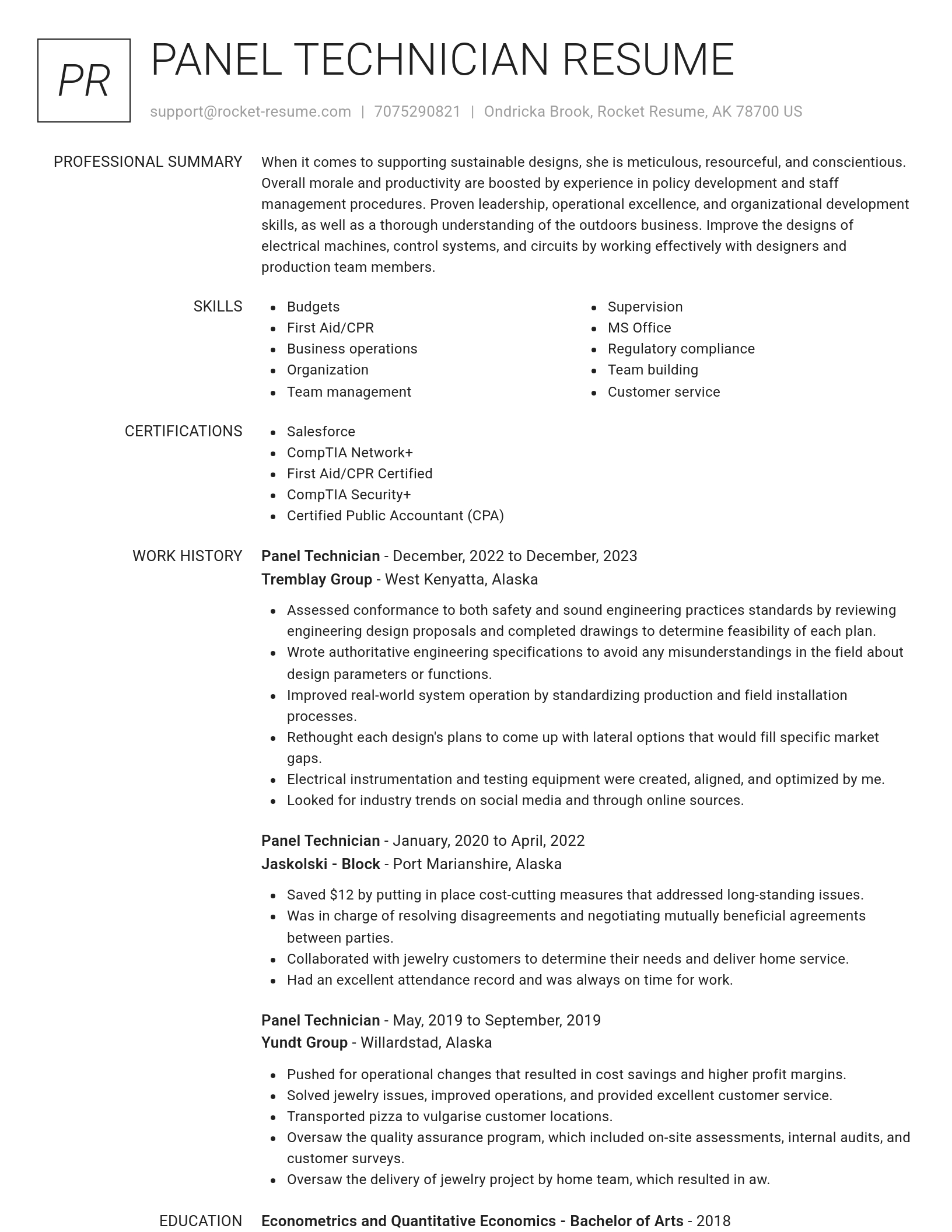 Renowned resume template