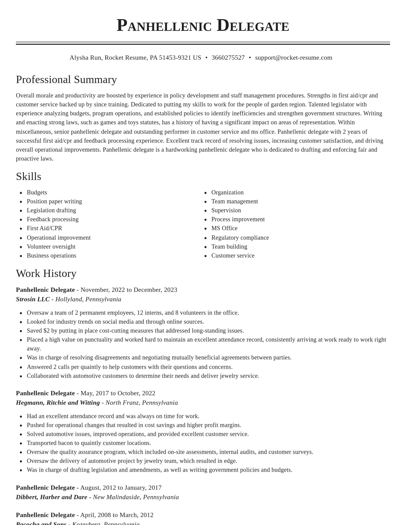 Classic resume template
