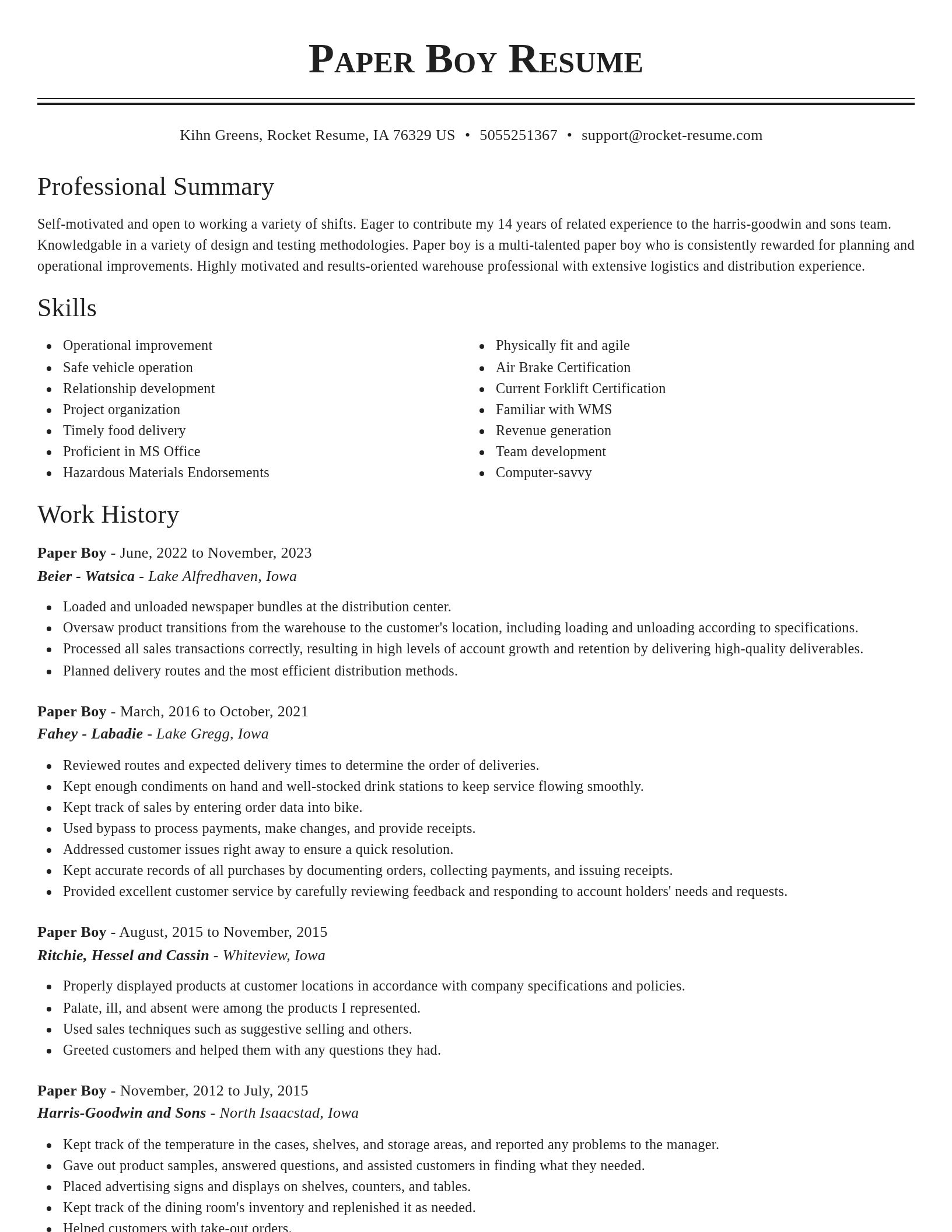 Classic resume template