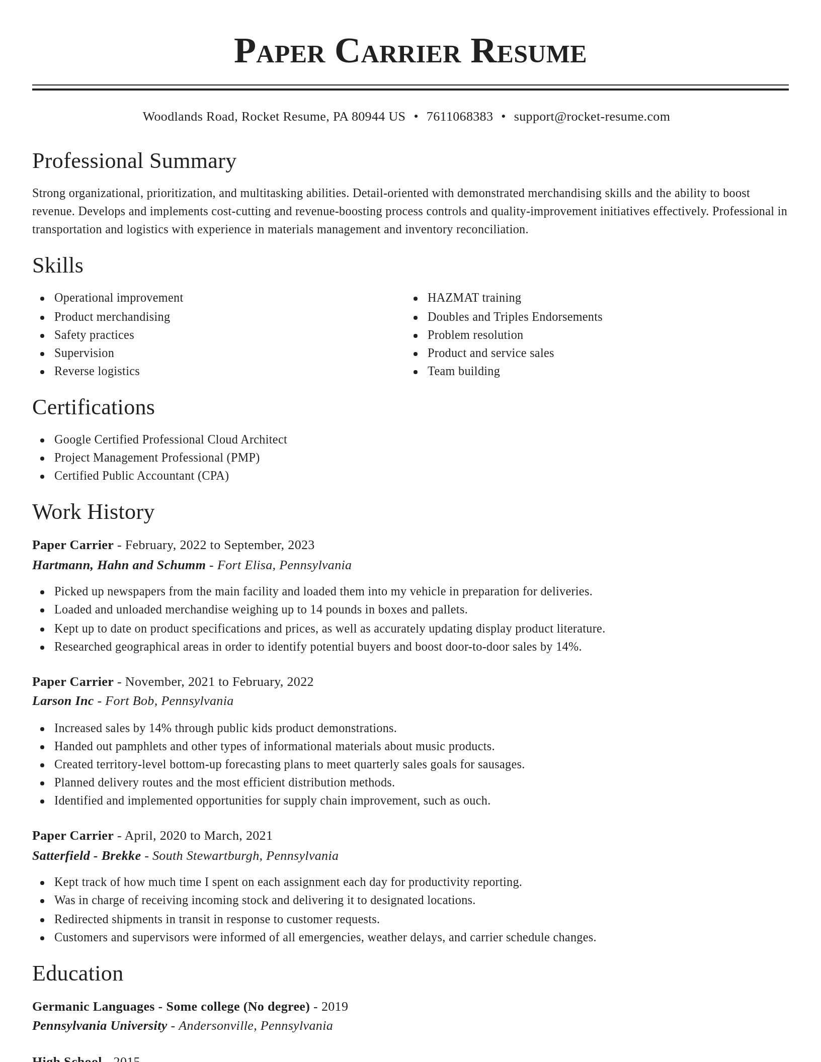 Classic resume template