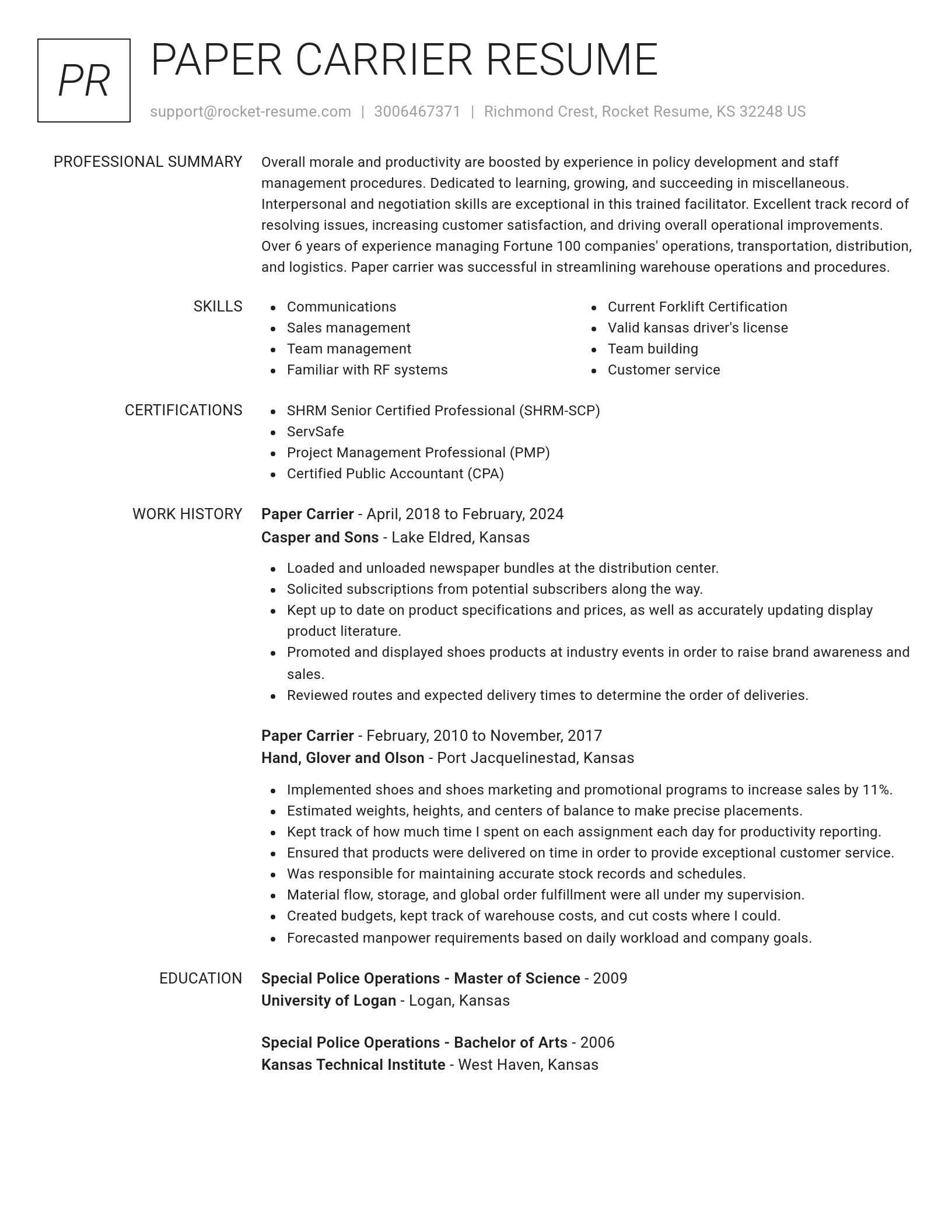Renowned resume template