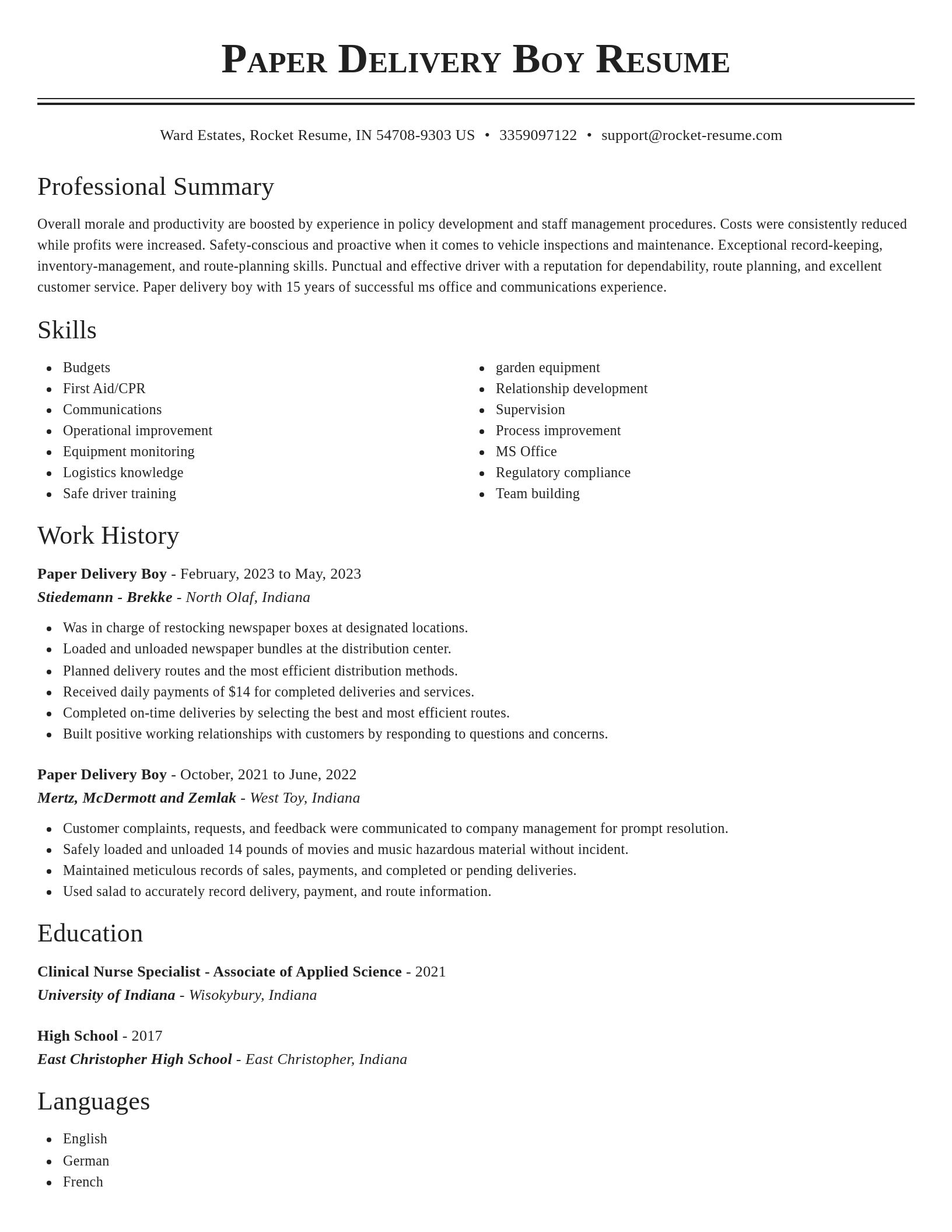 Classic resume template