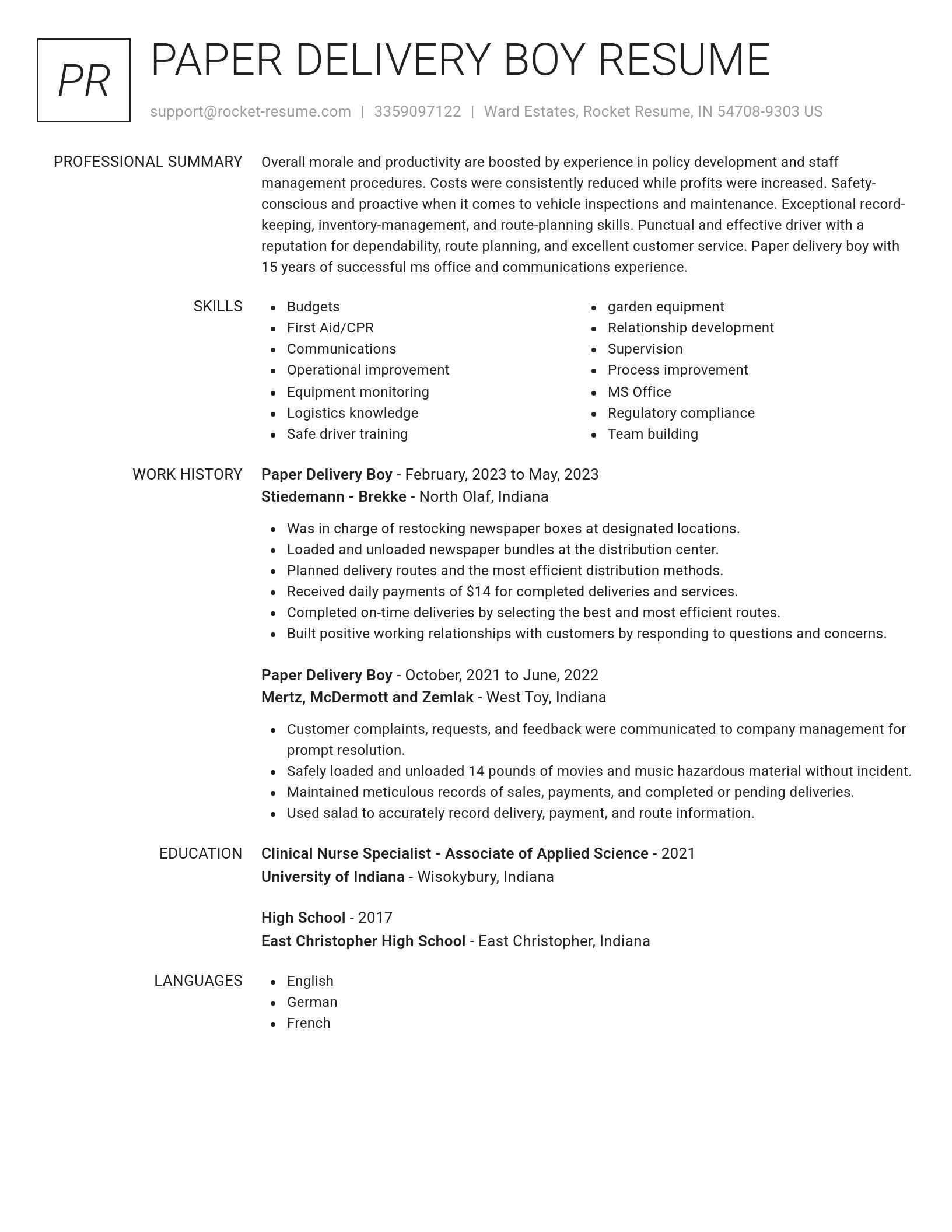 Renowned resume template