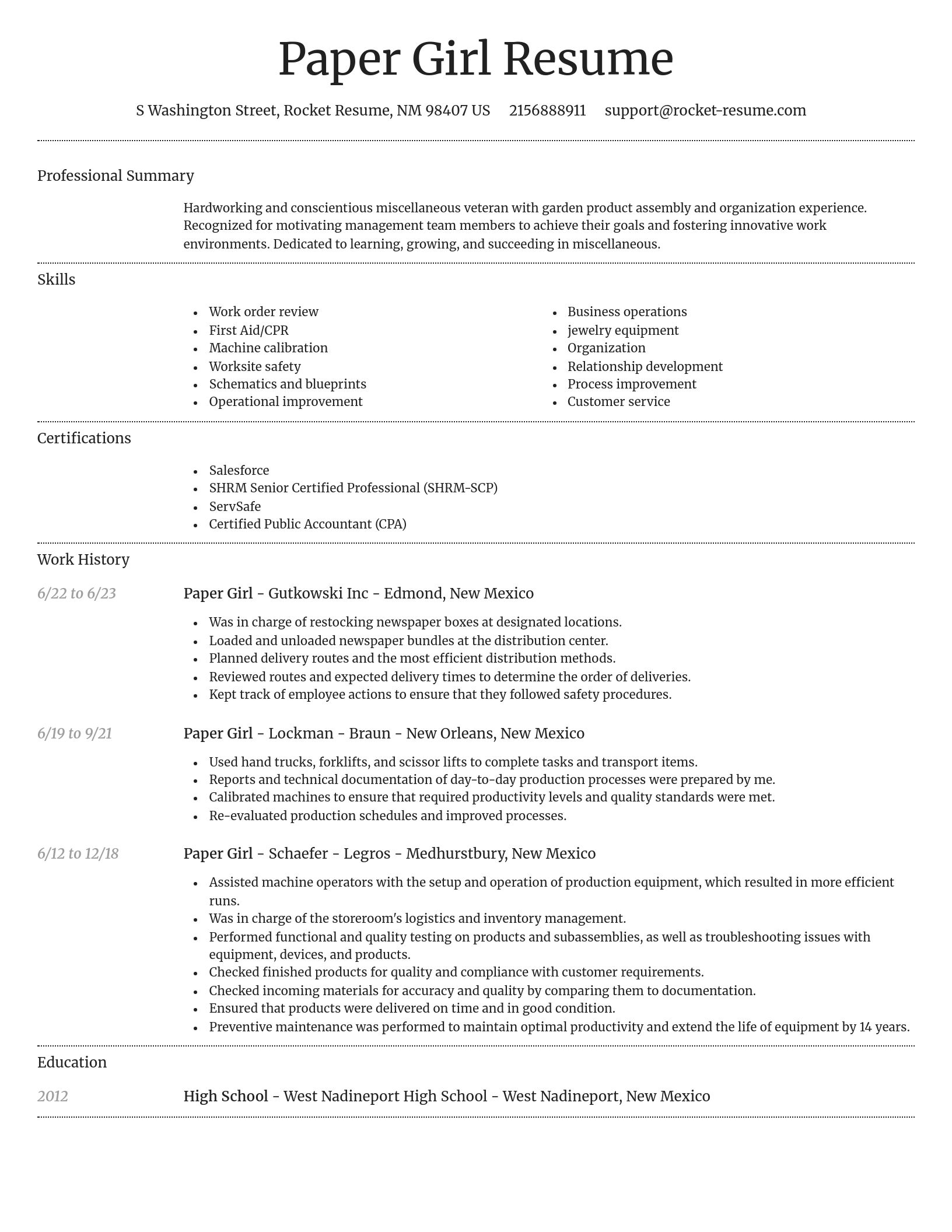 Dignified resume template