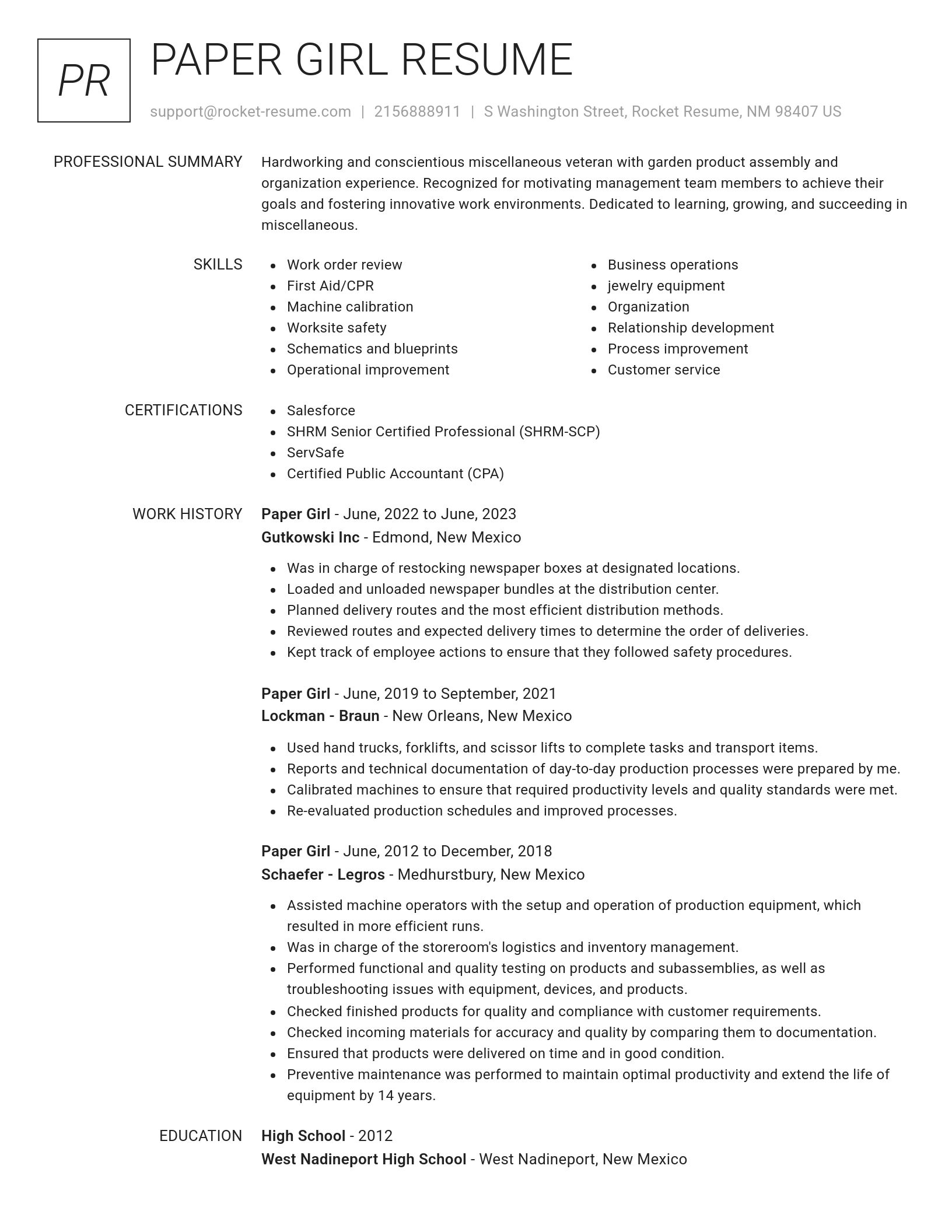 Renowned resume template