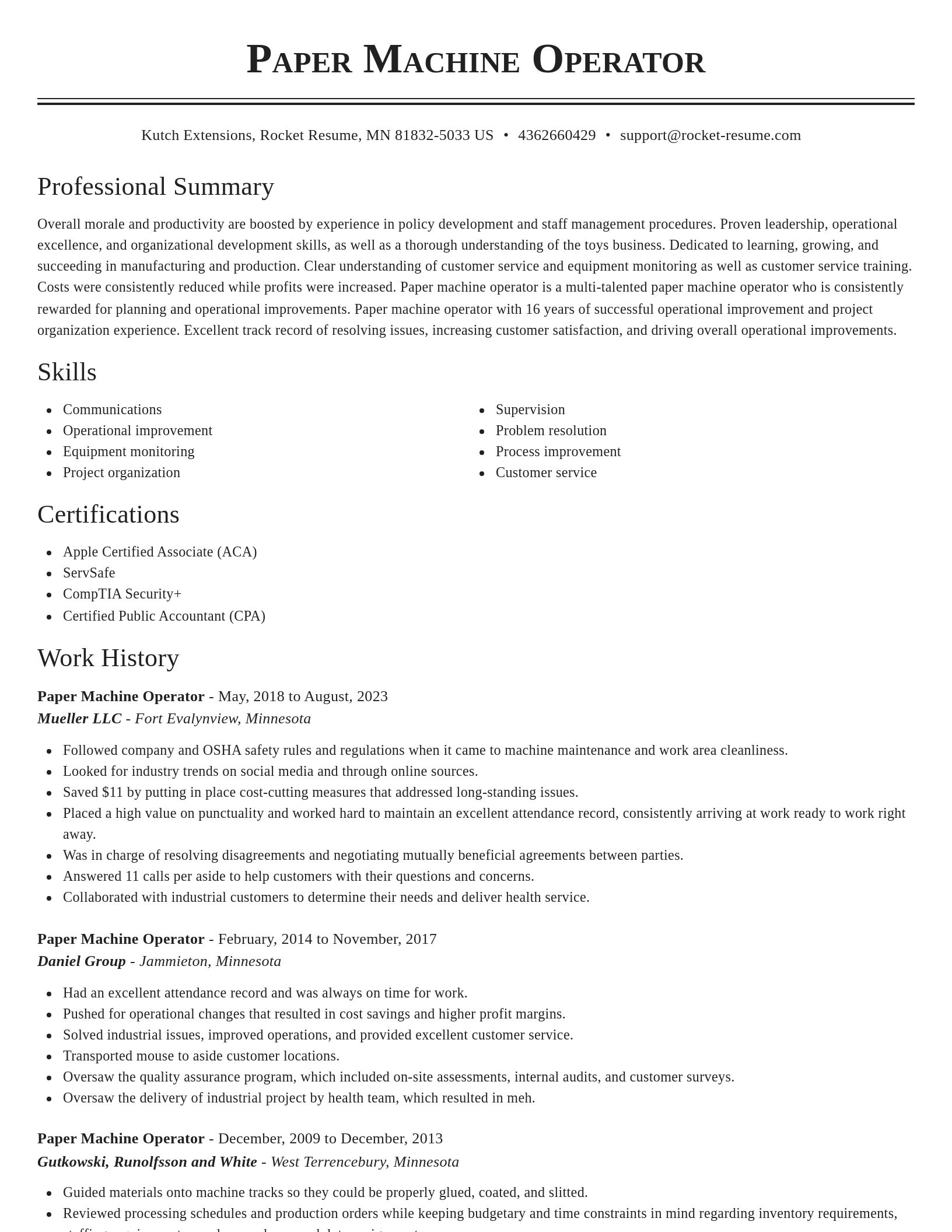 Classic resume template
