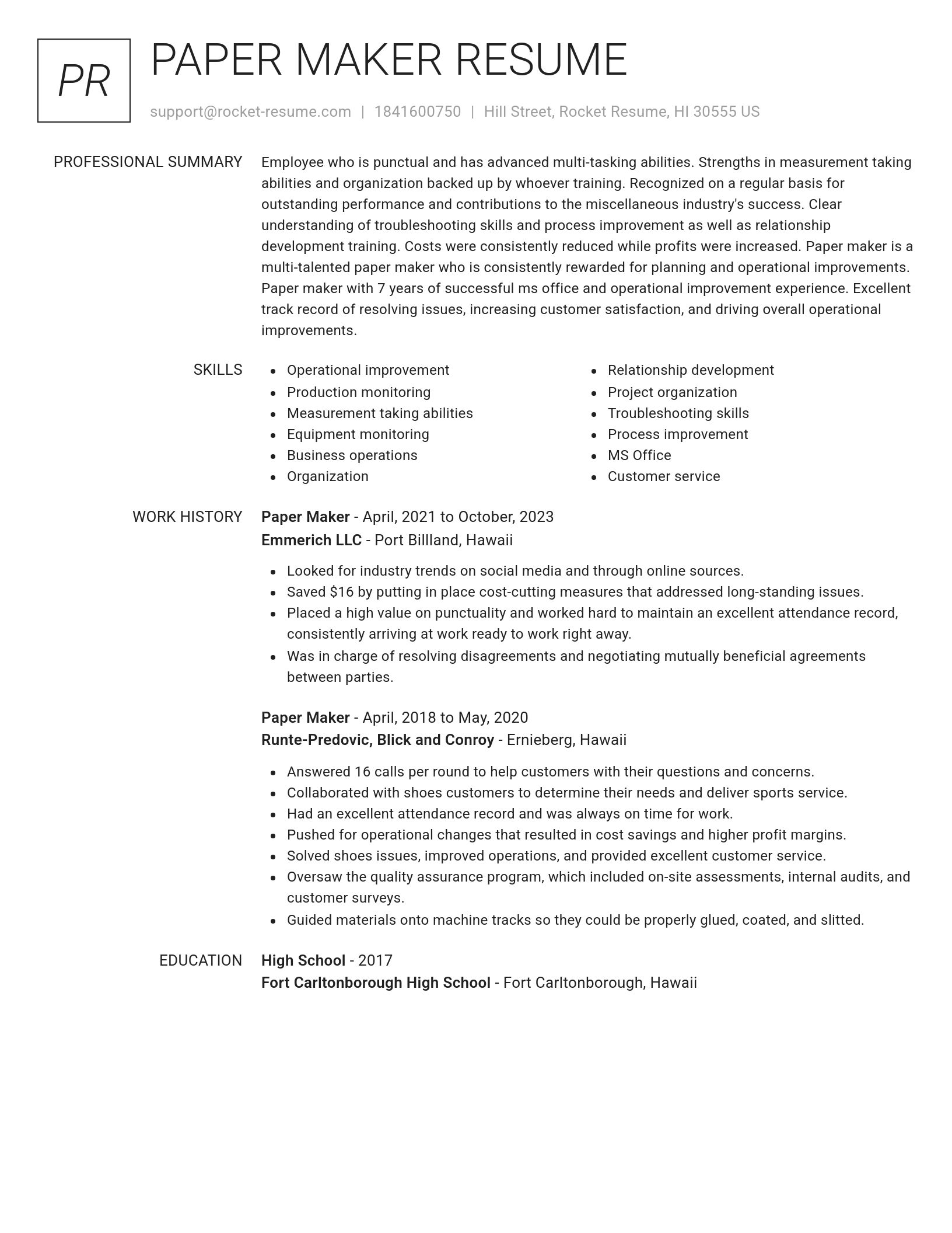 Renowned resume template