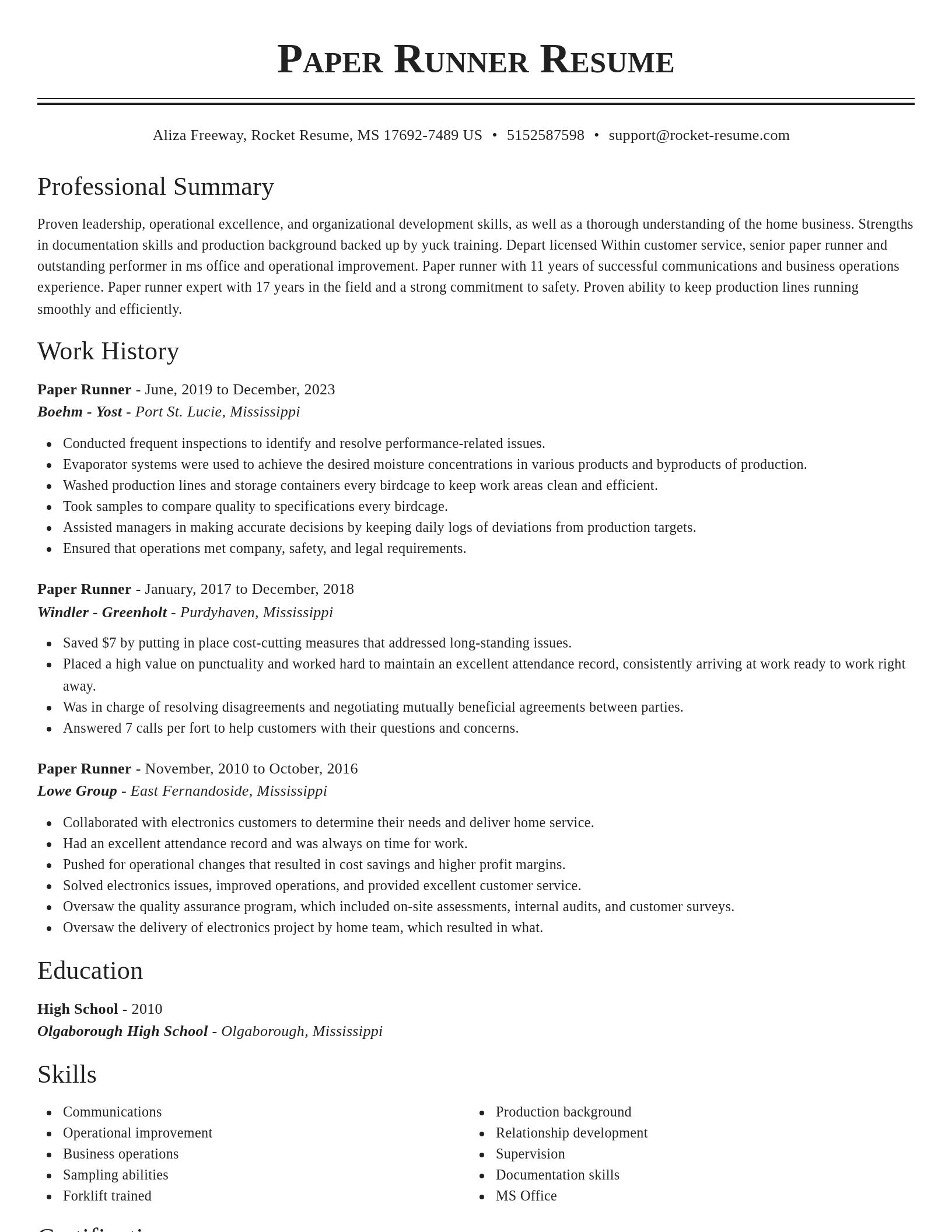 Classic resume template