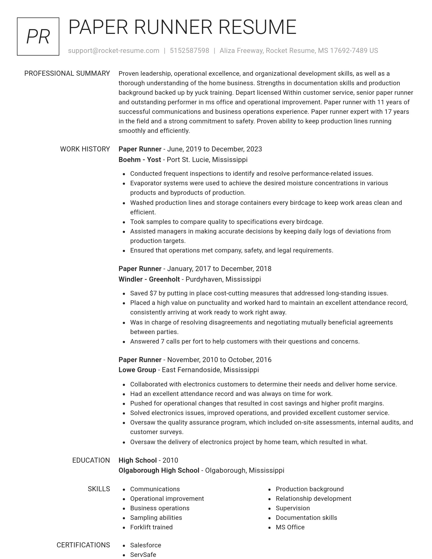 Renowned resume template
