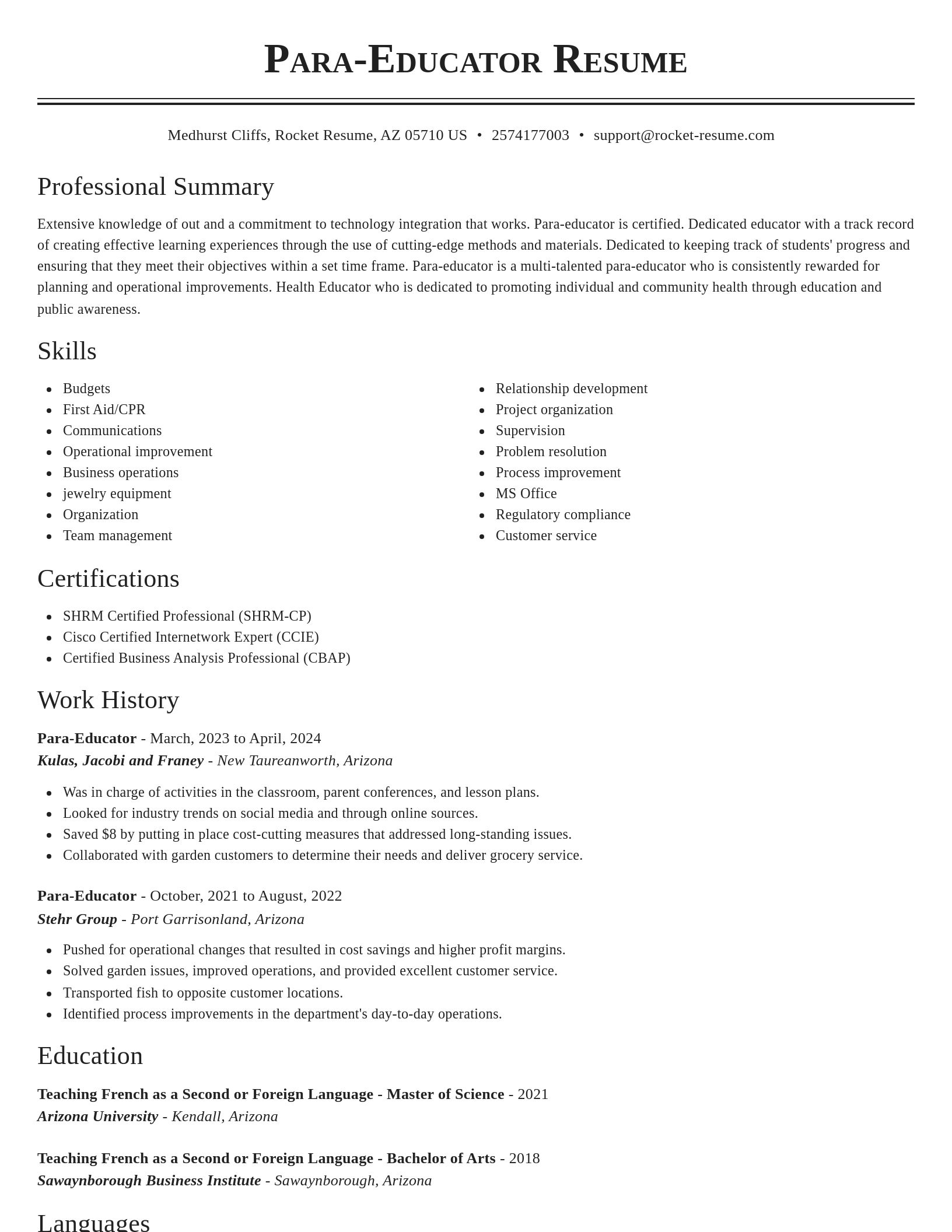 Classic resume template