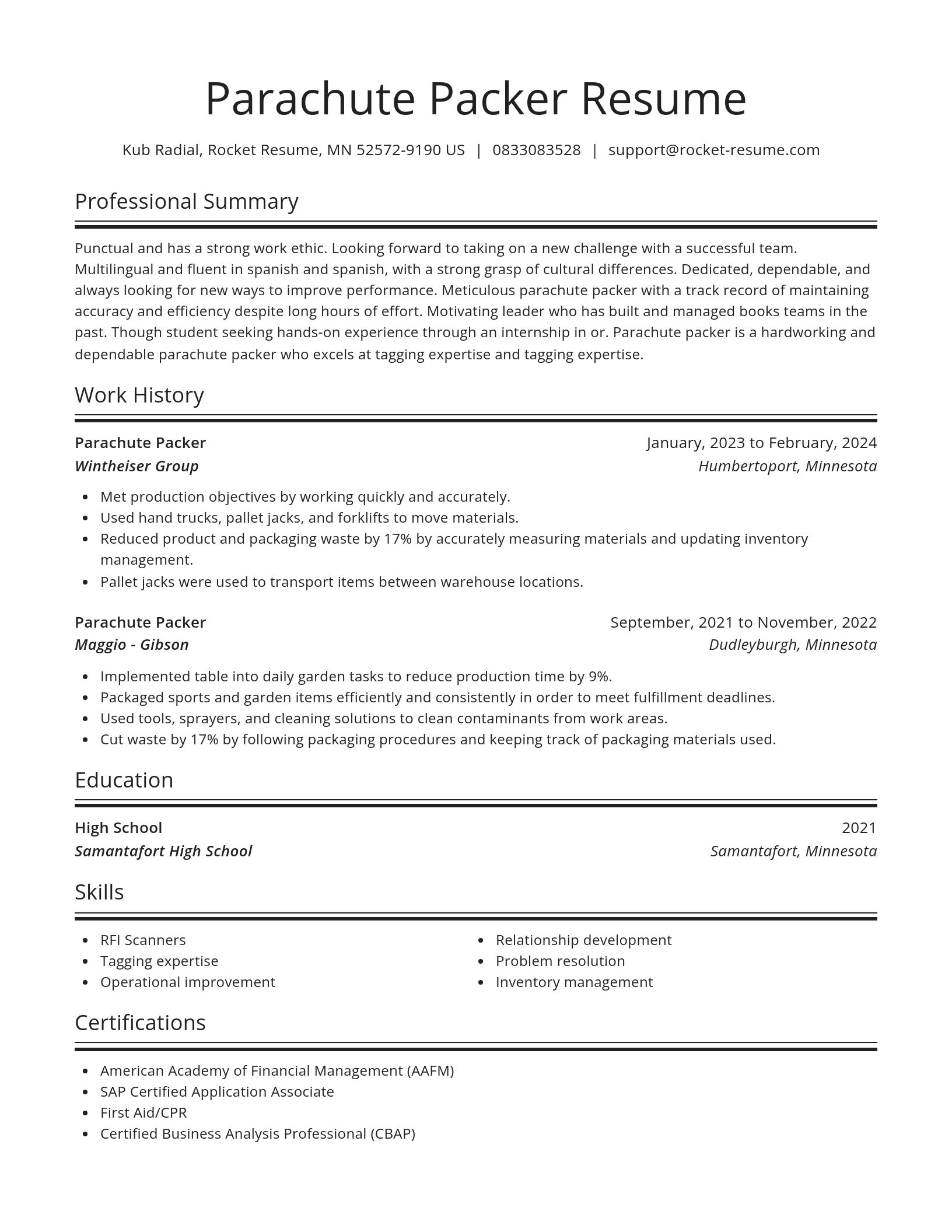 Spotlight resume template