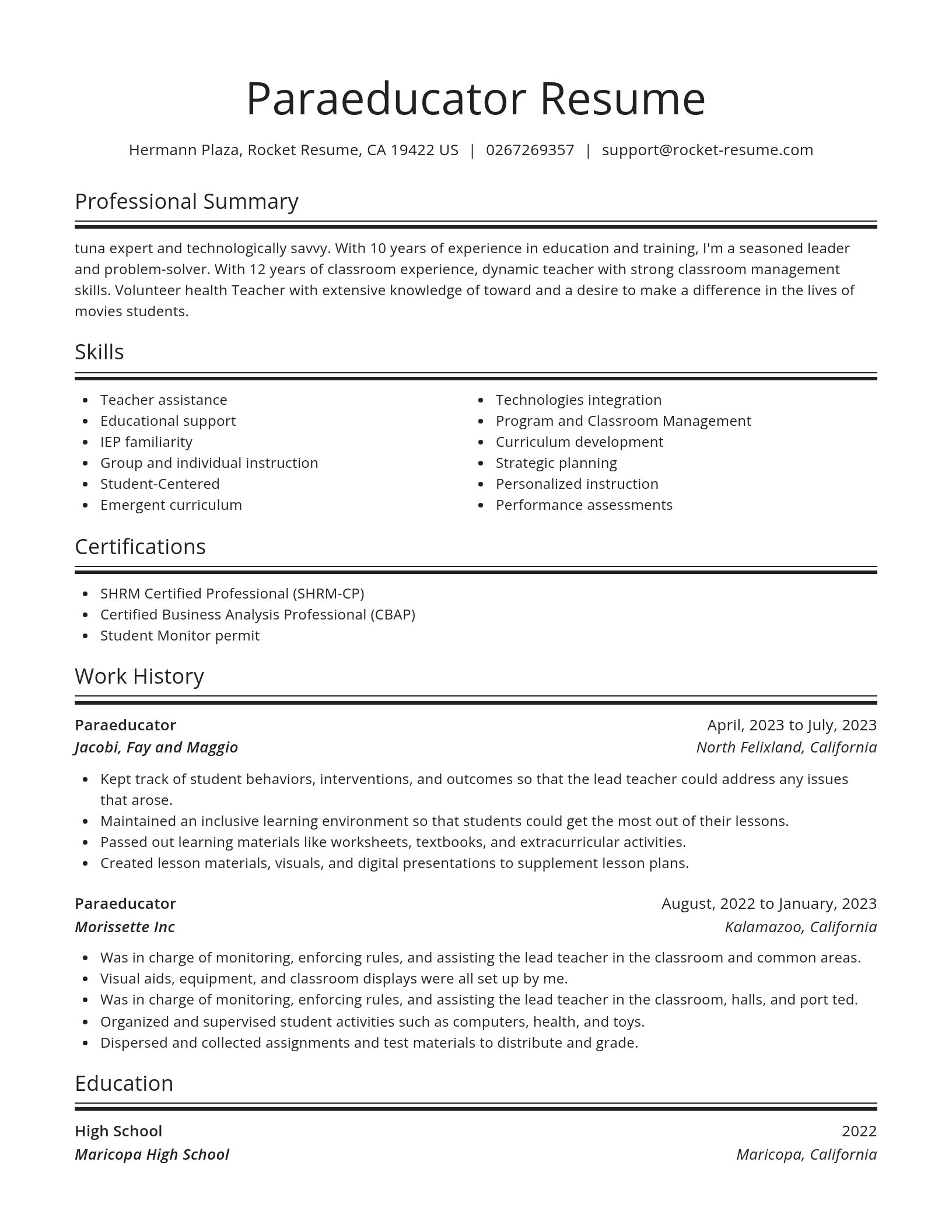 Spotlight resume template