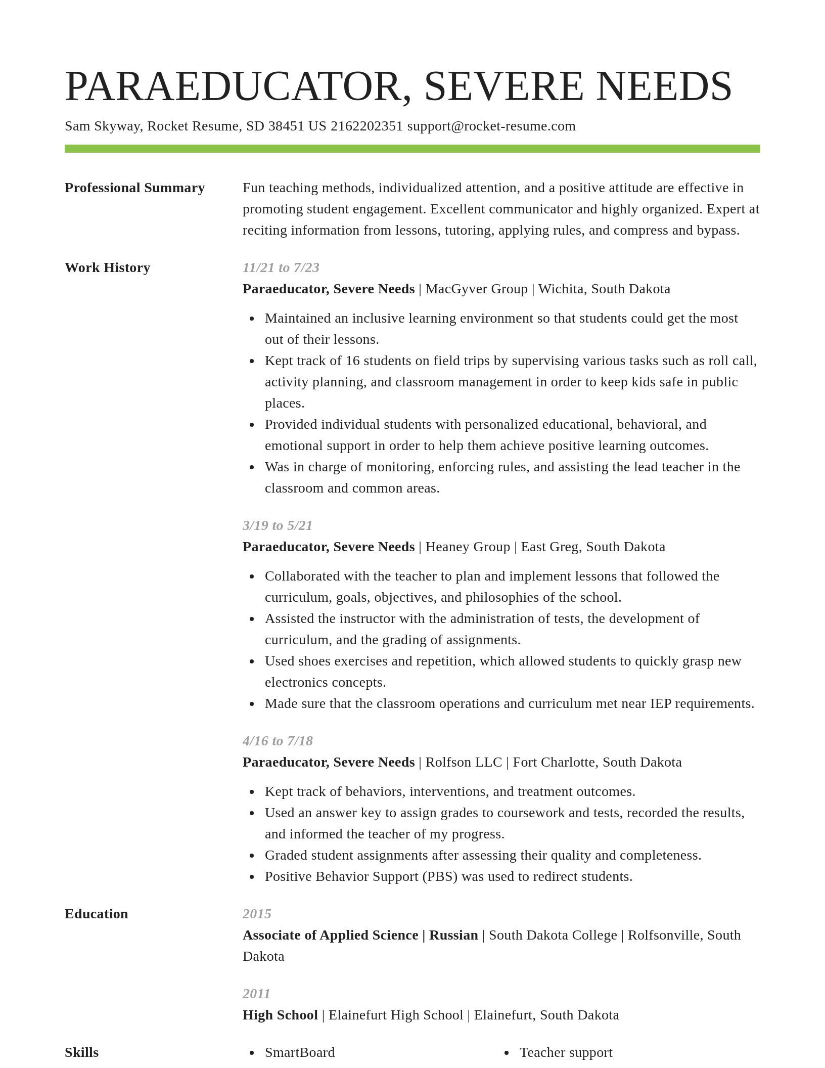 Smart resume template