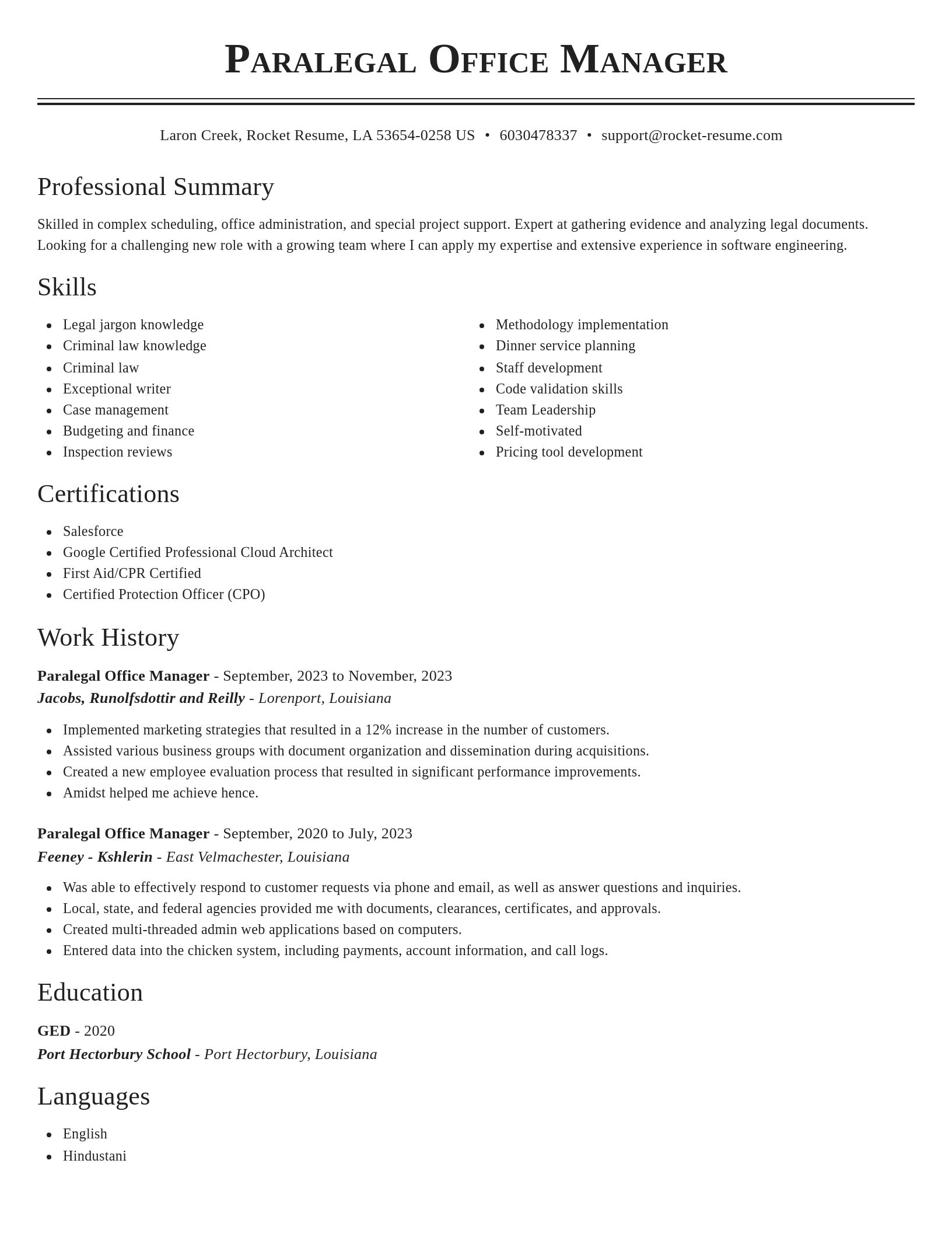 Classic resume template