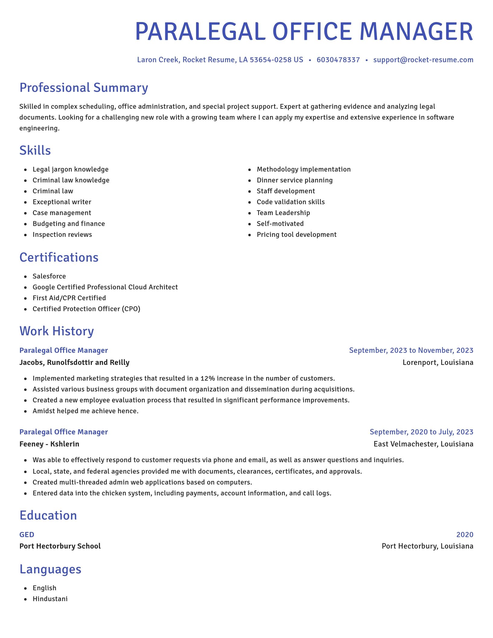 Novel resume template