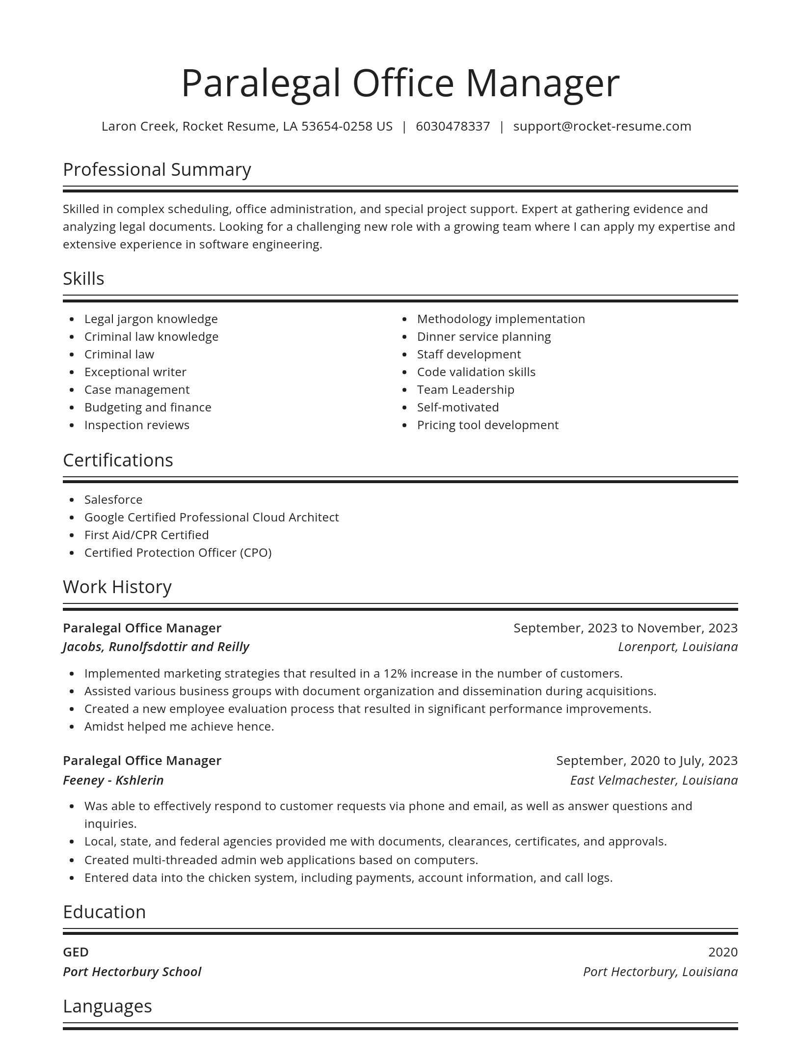 Spotlight resume template