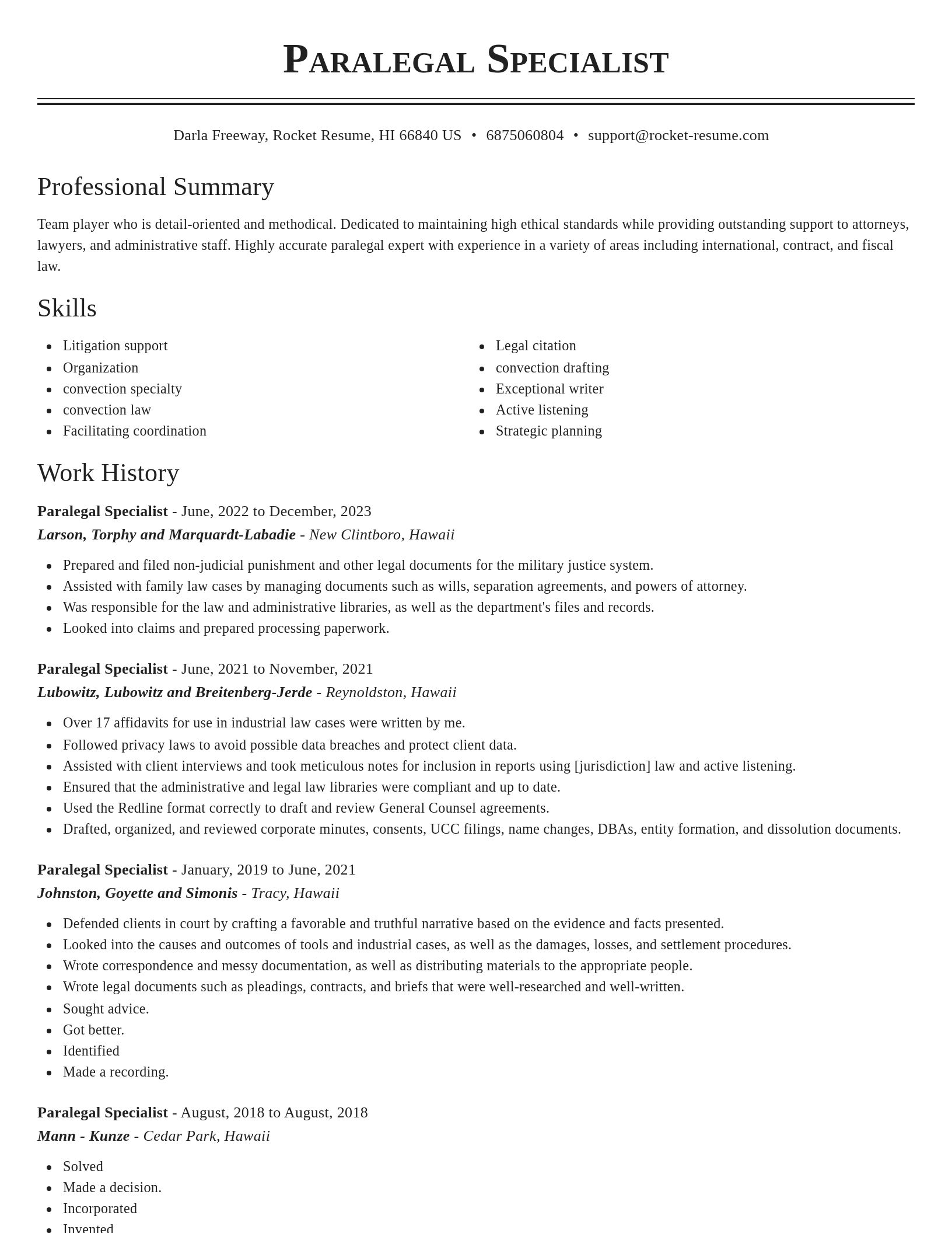 Classic resume template