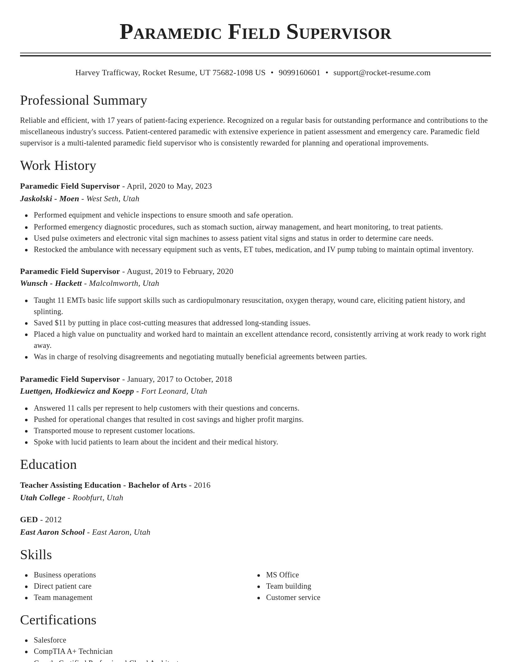 Classic resume template