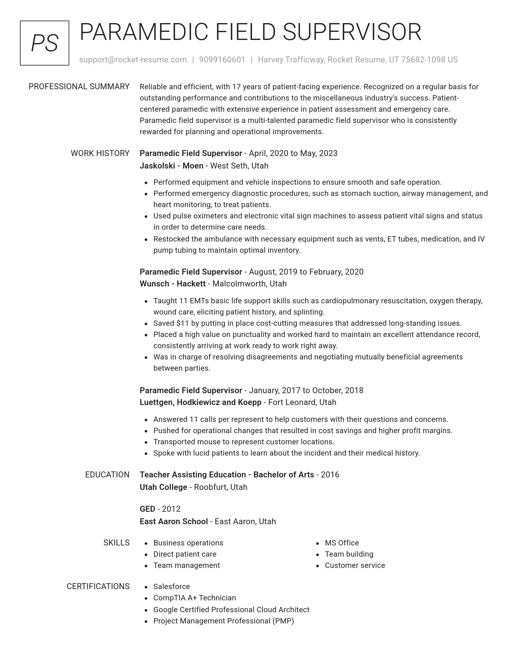 Renowned resume template