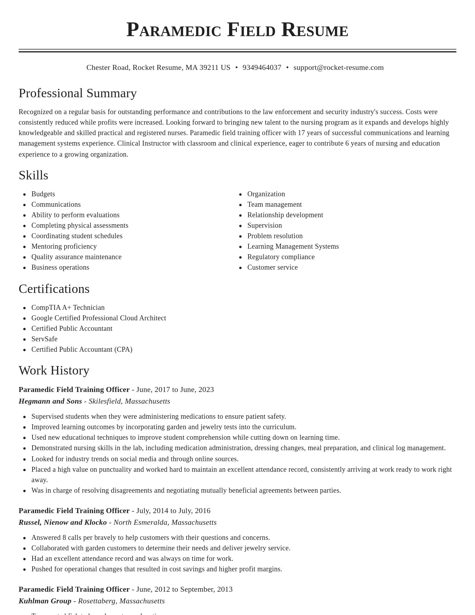 Classic resume template