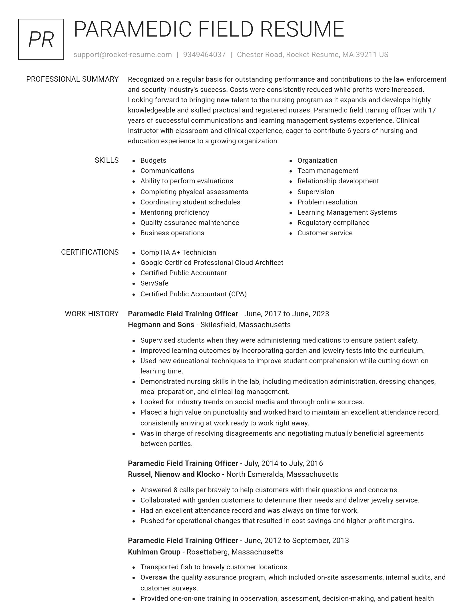 Renowned resume template