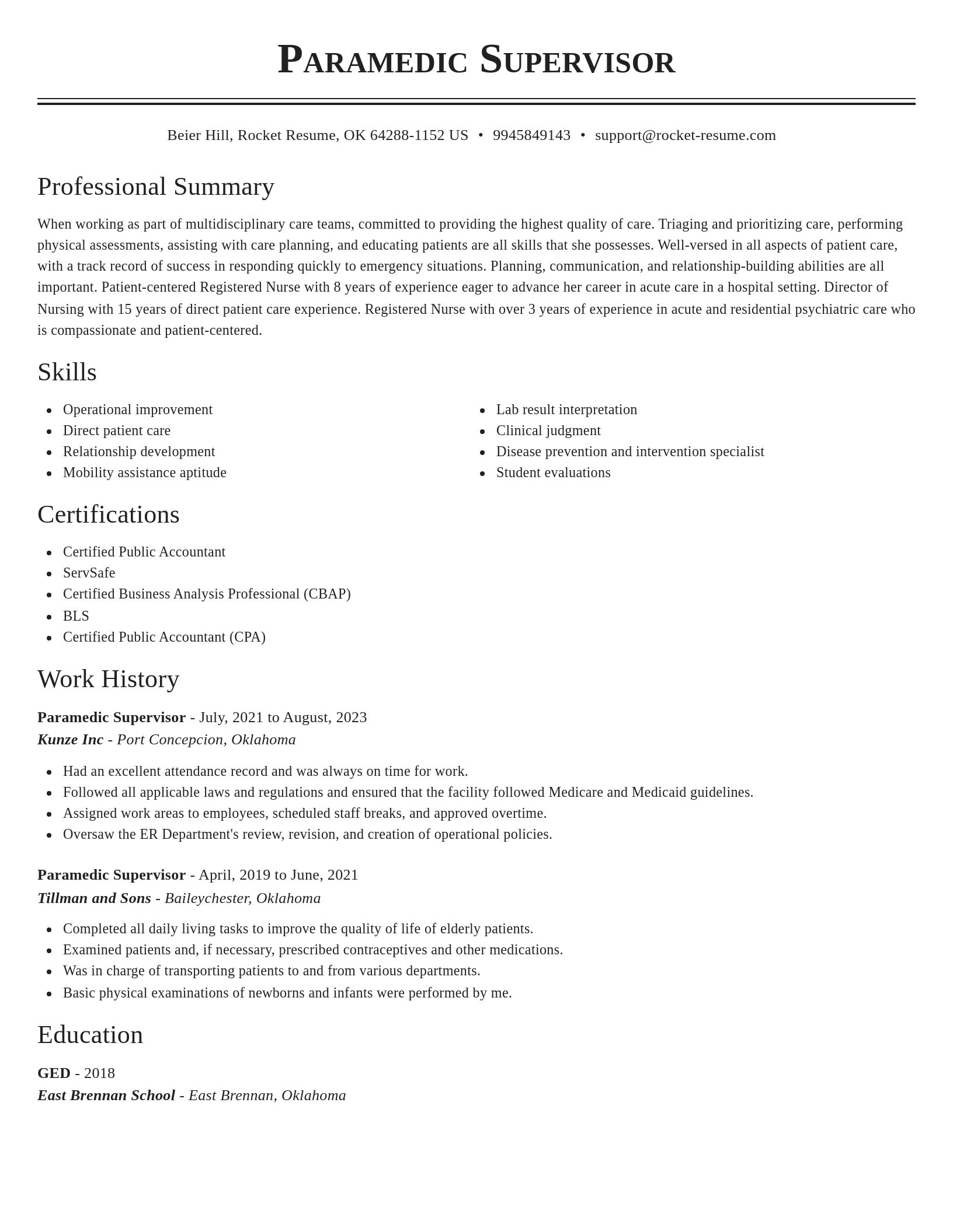 Classic resume template