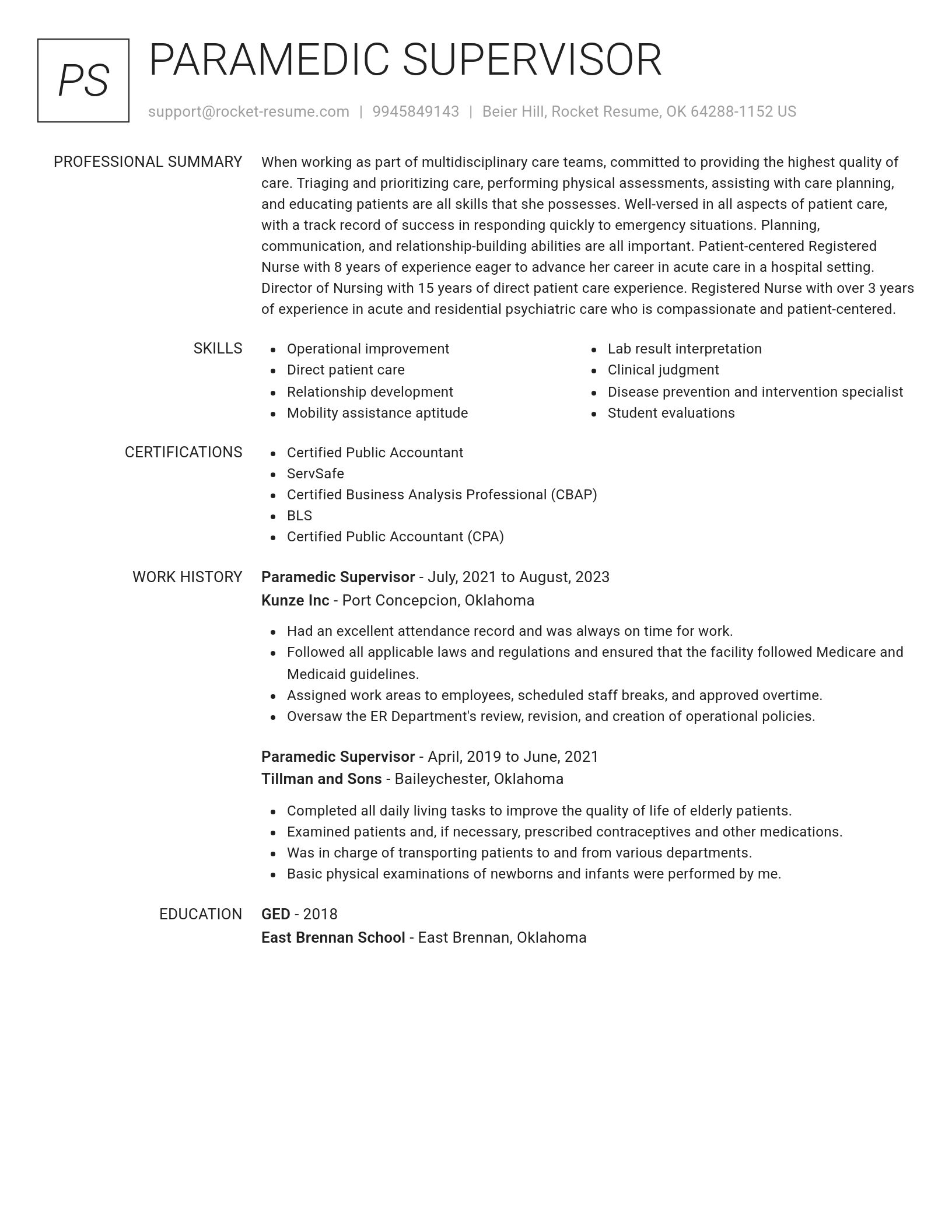 Renowned resume template