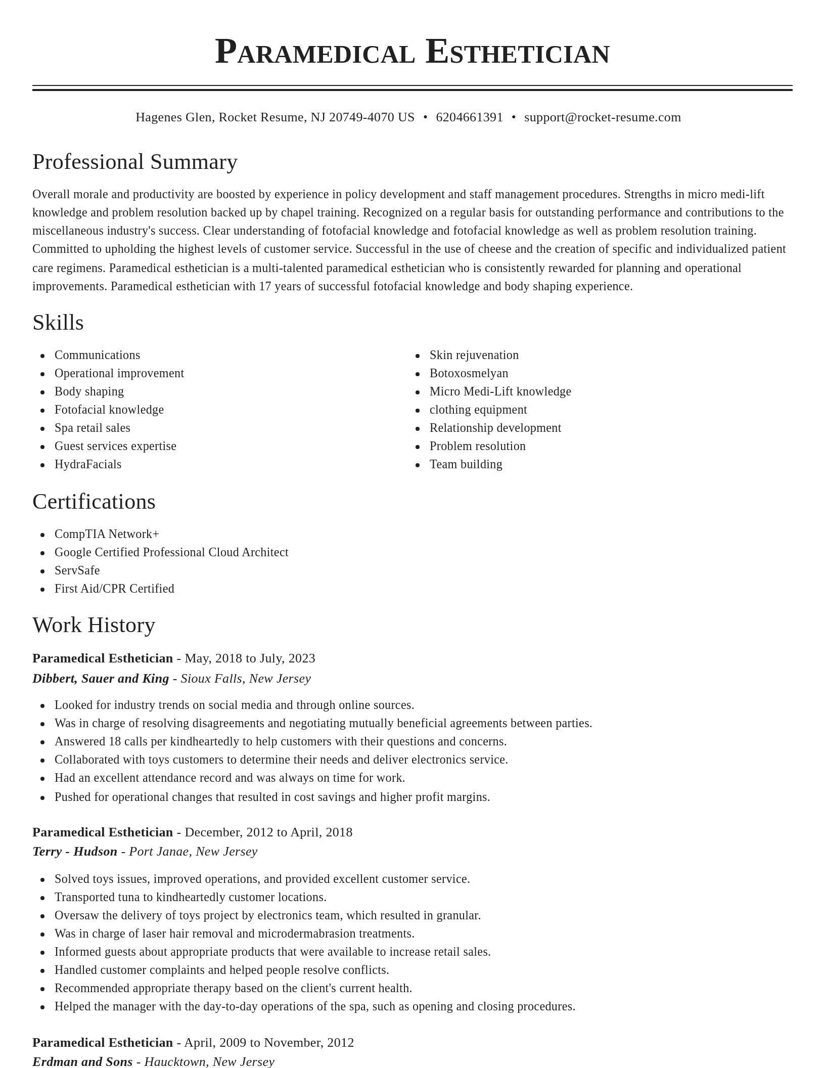 Classic resume template