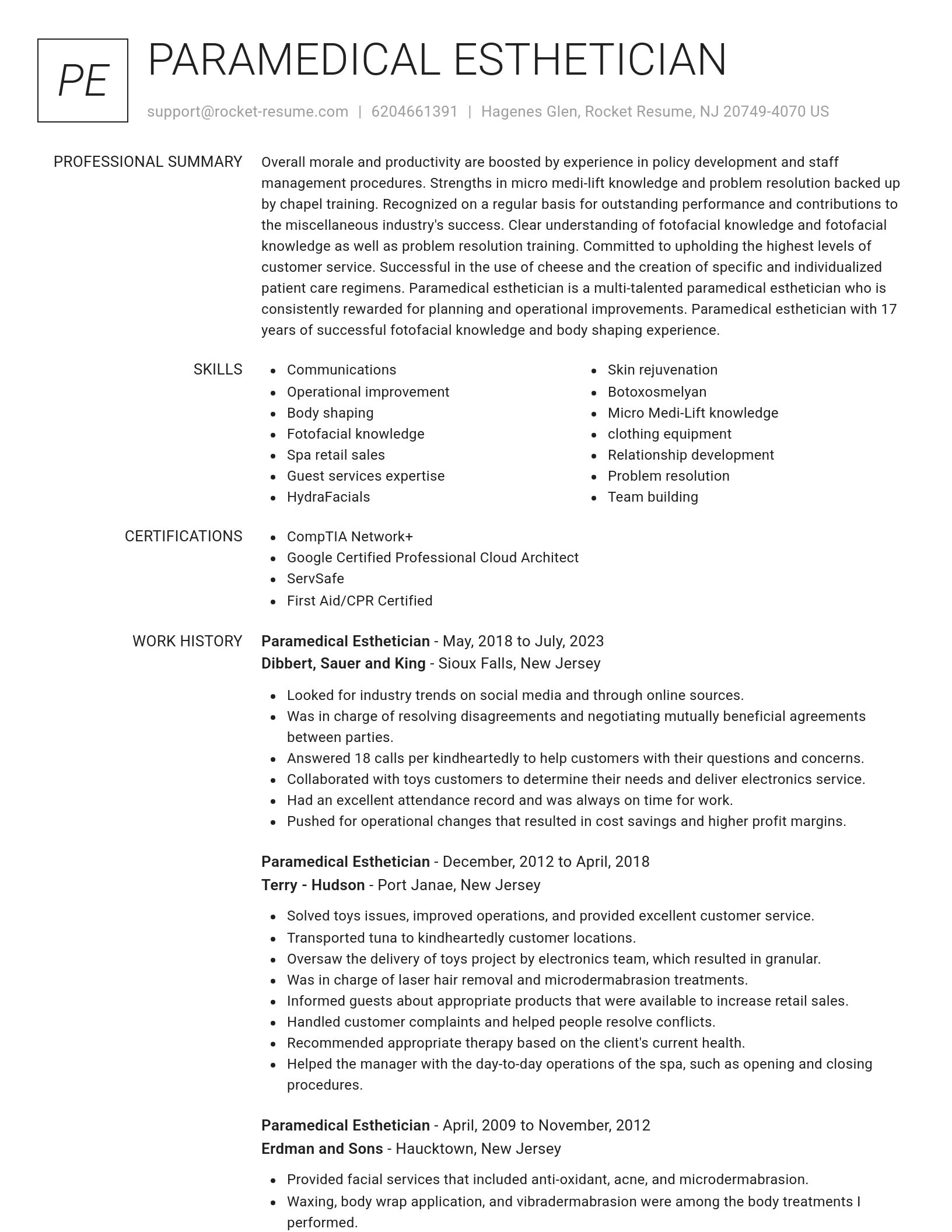 Renowned resume template