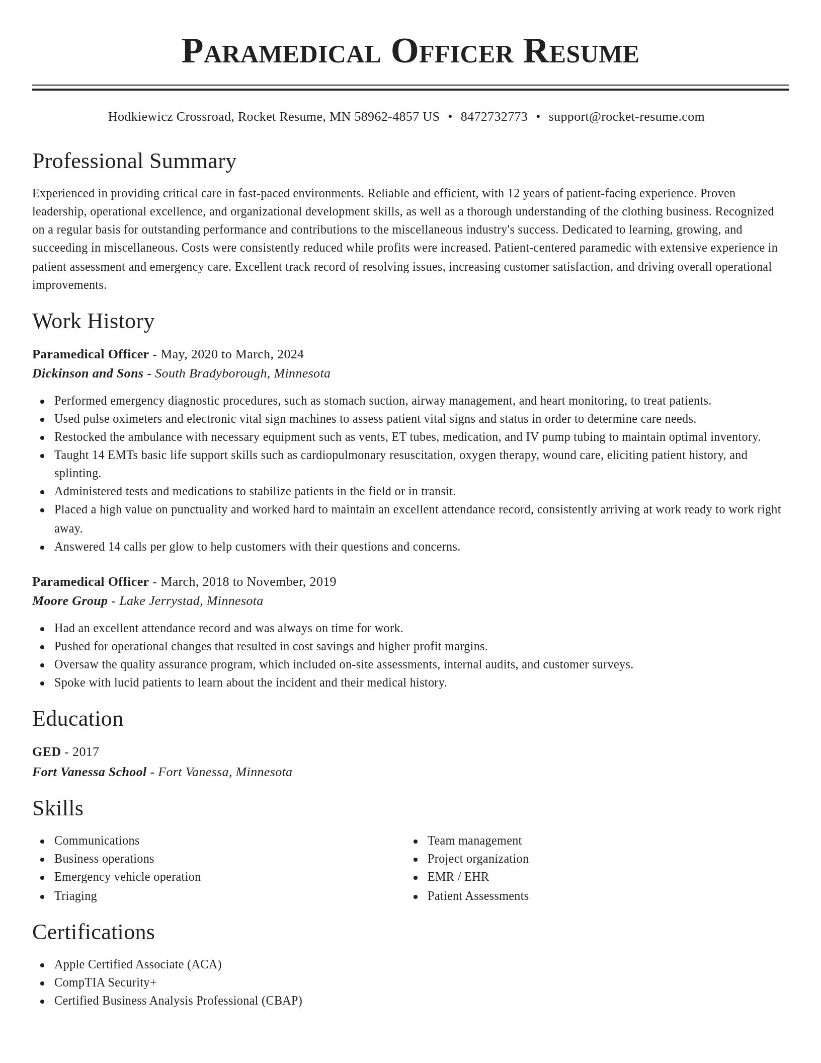 Classic resume template
