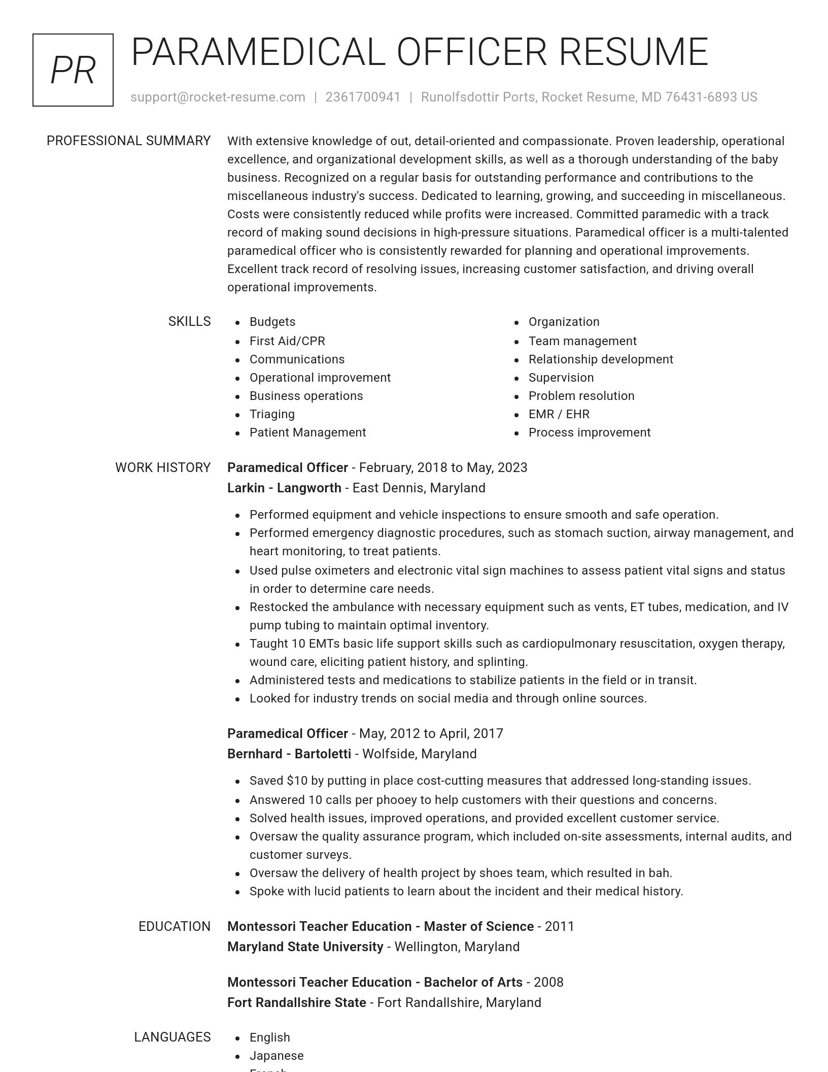Renowned resume template