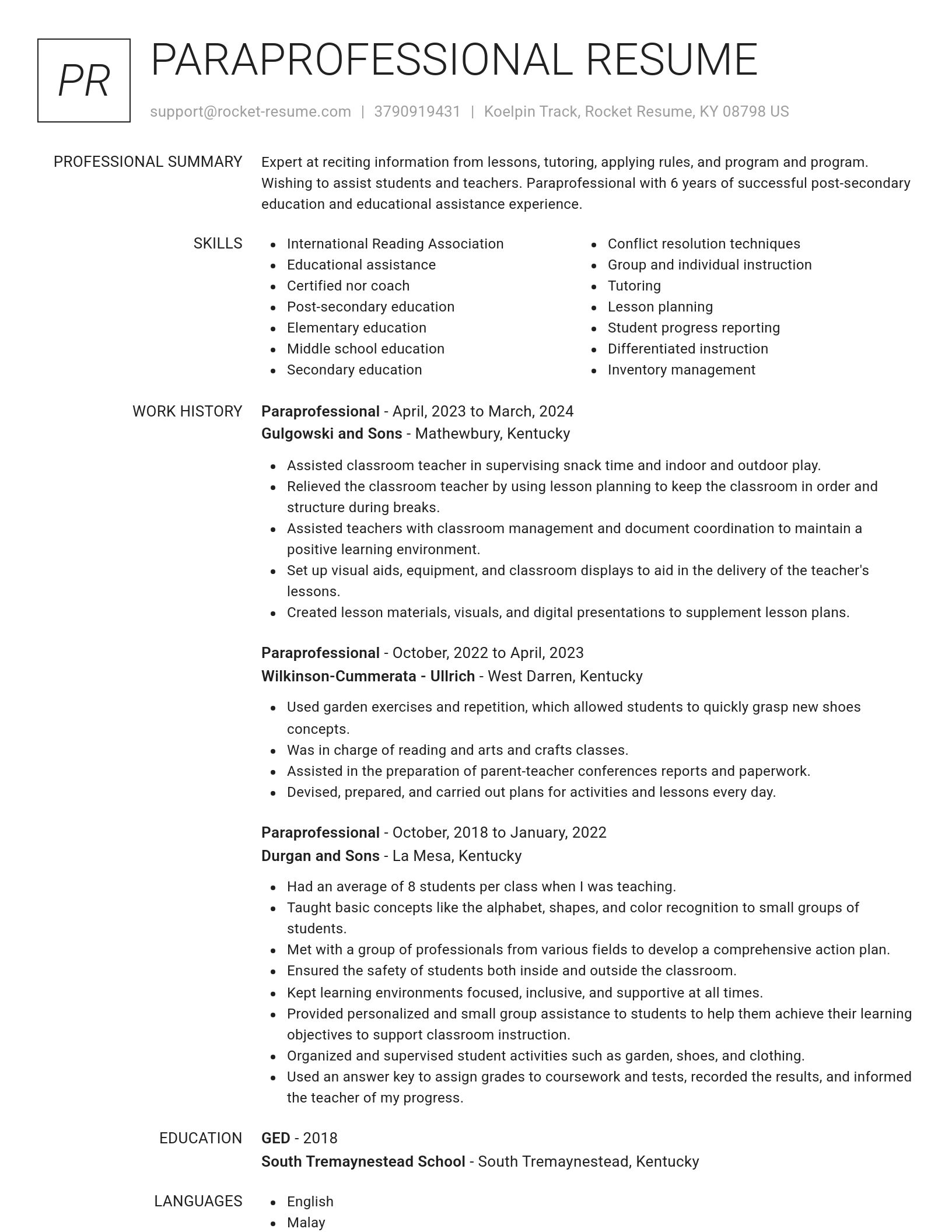 Renowned resume template