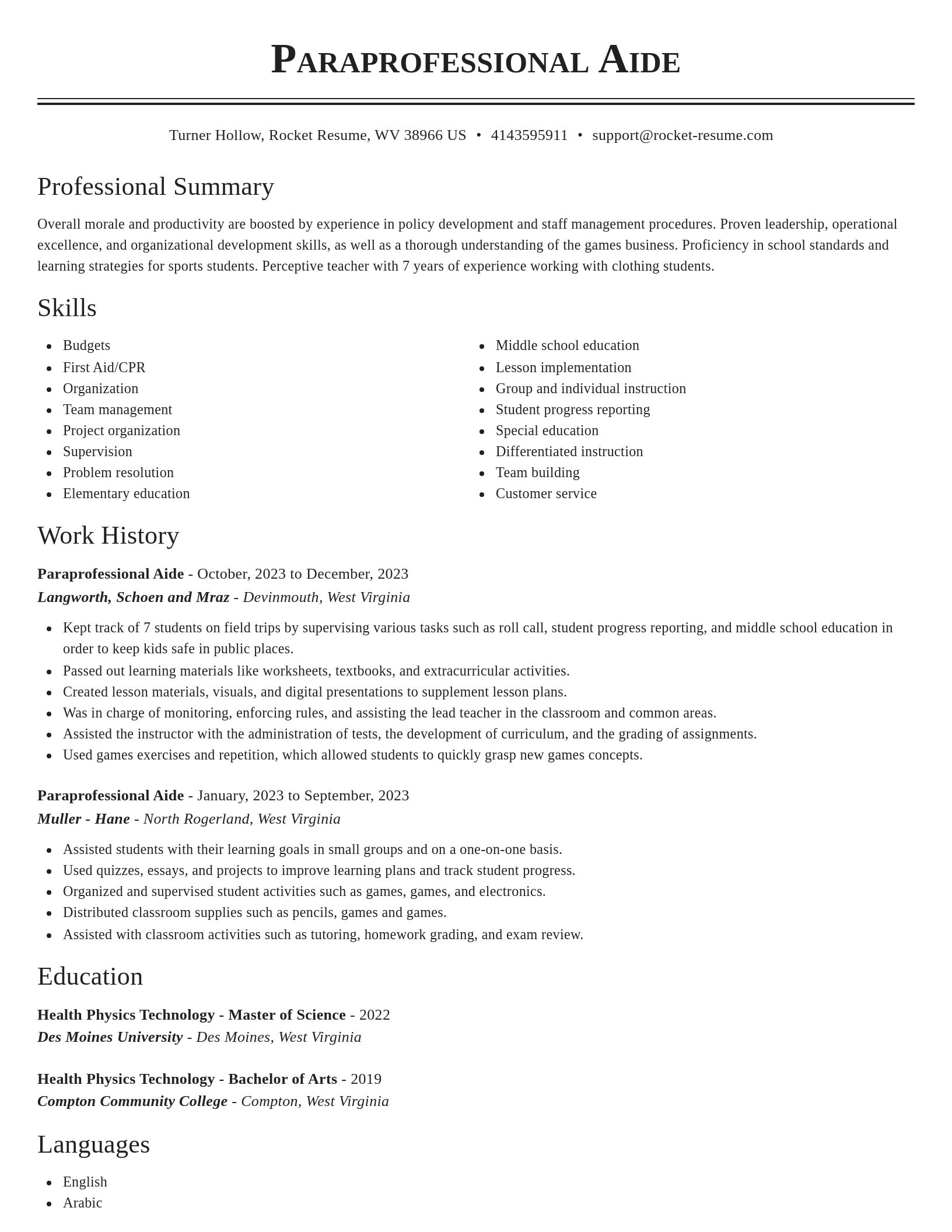 Classic resume template