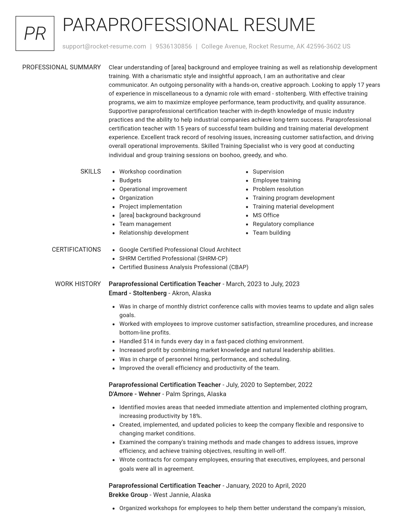 Renowned resume template