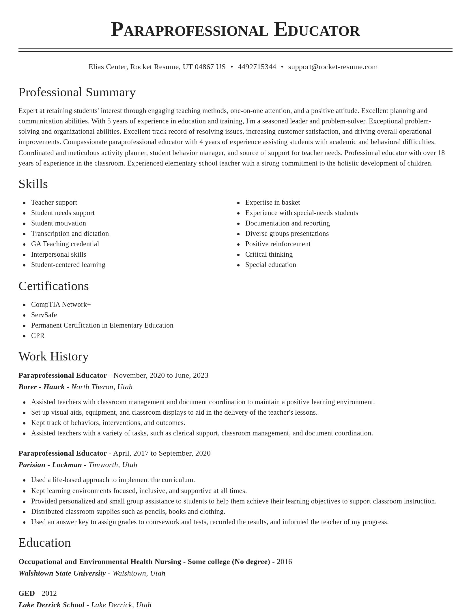 Classic resume template