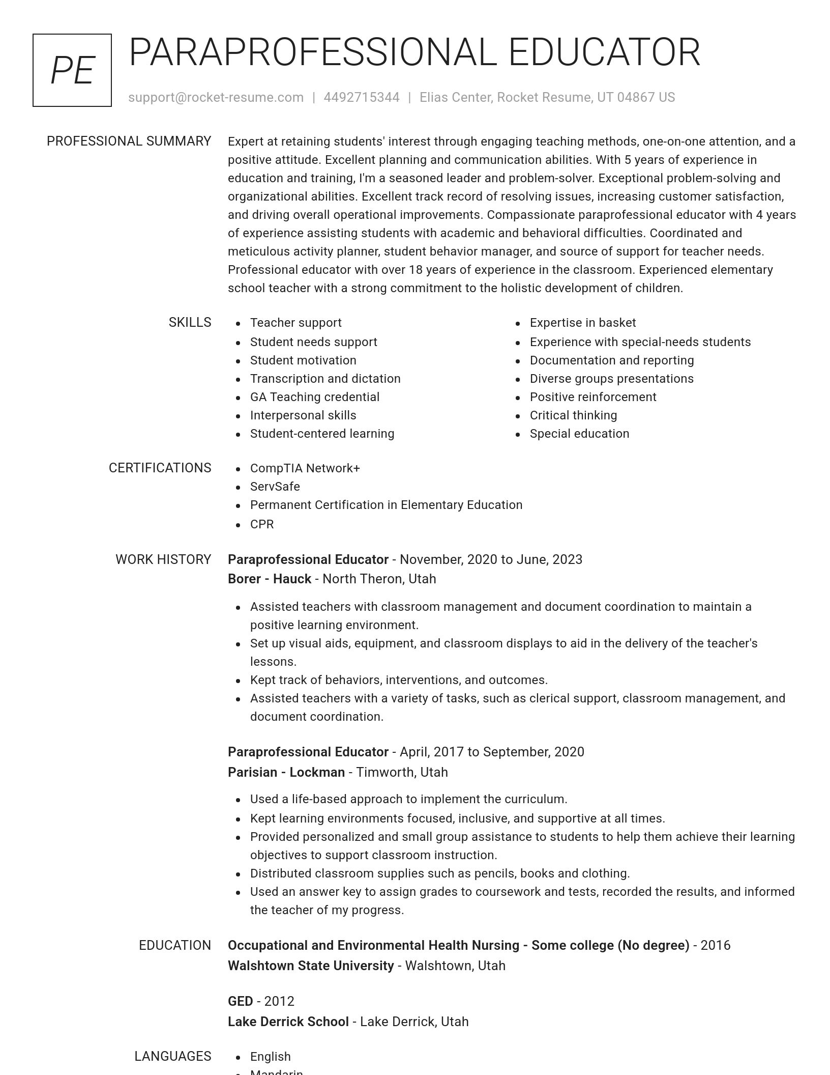 Renowned resume template