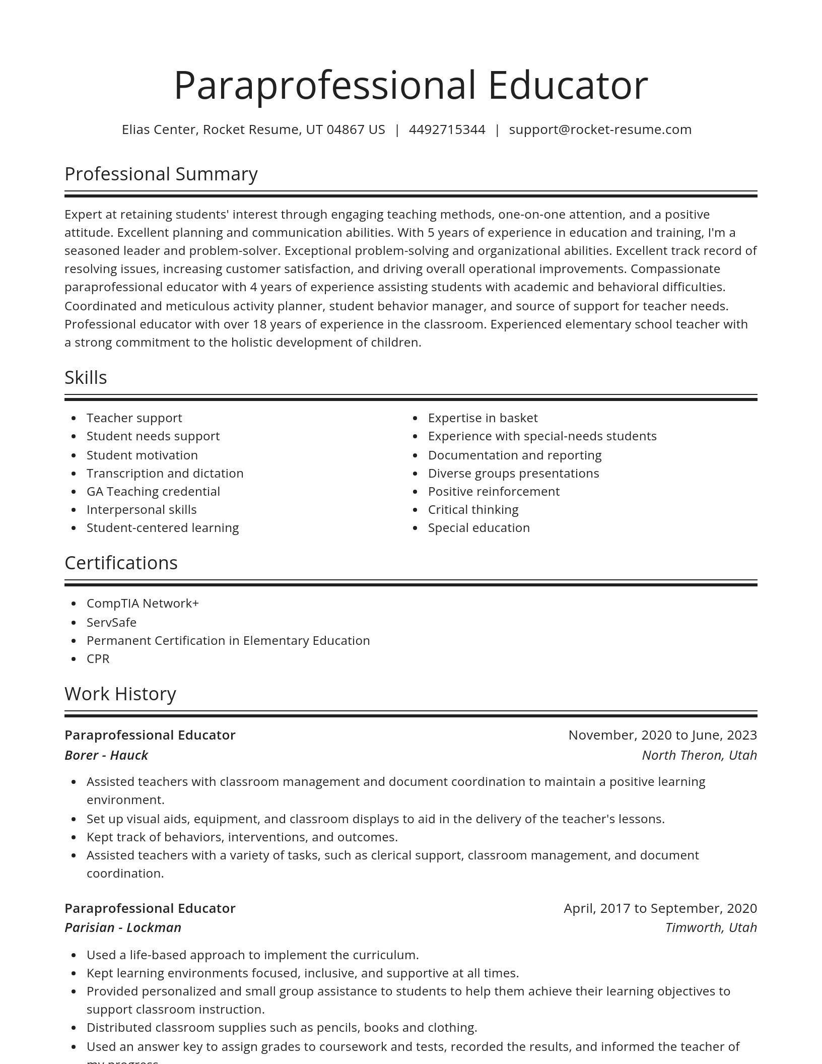 Spotlight resume template