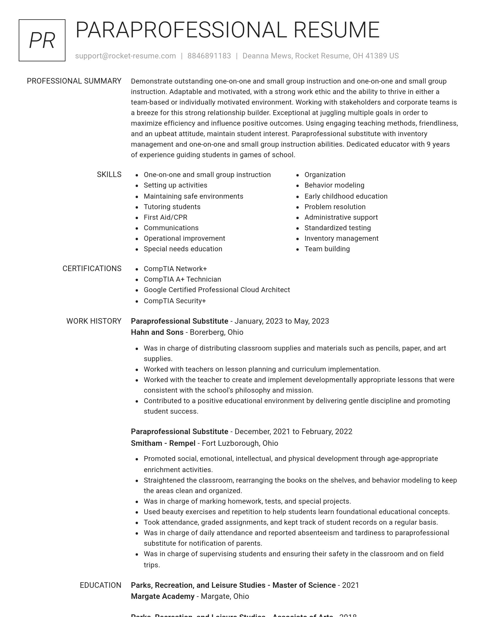Renowned resume template