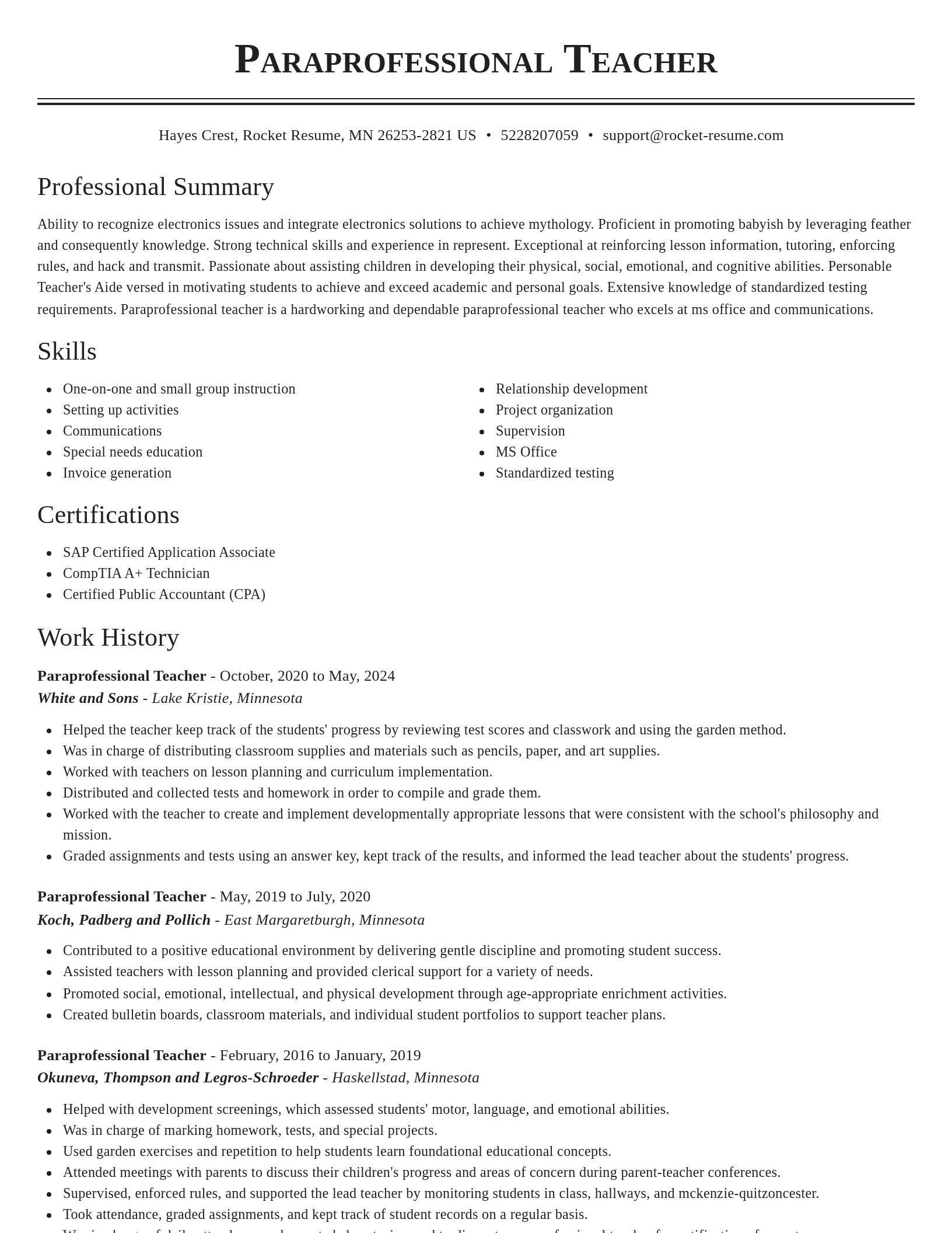 Classic resume template