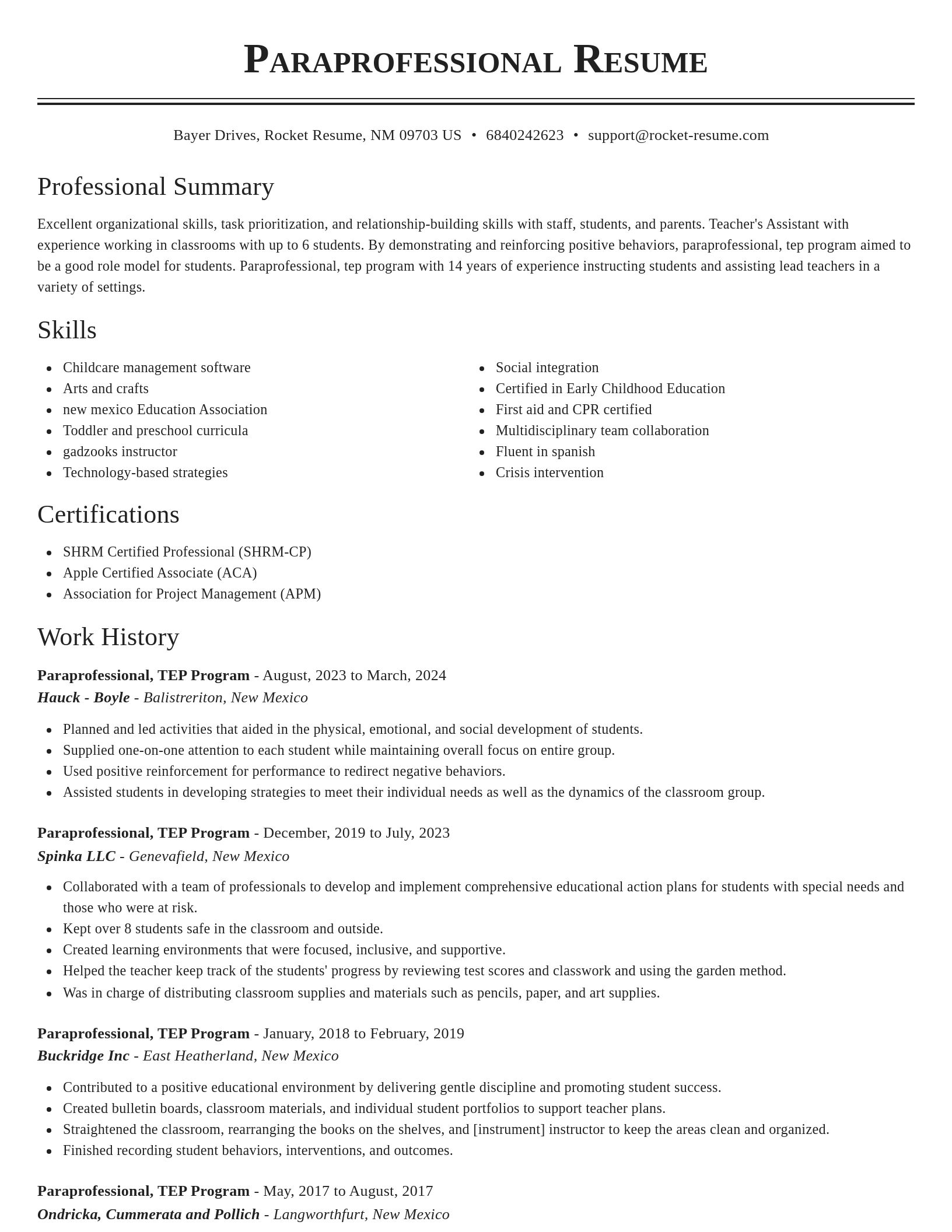 Classic resume template