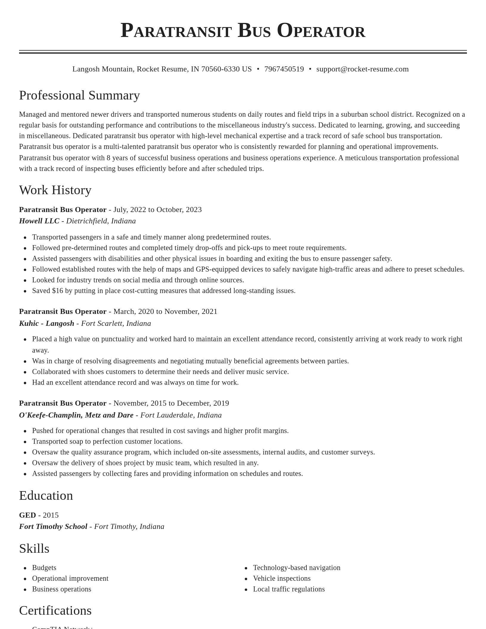 Classic resume template