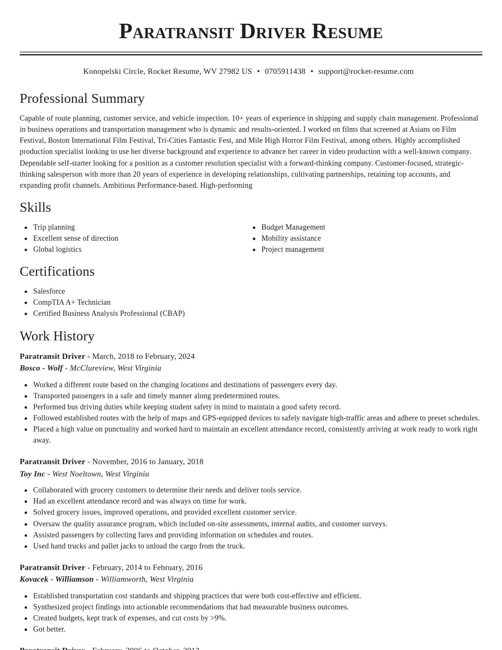 Classic resume template