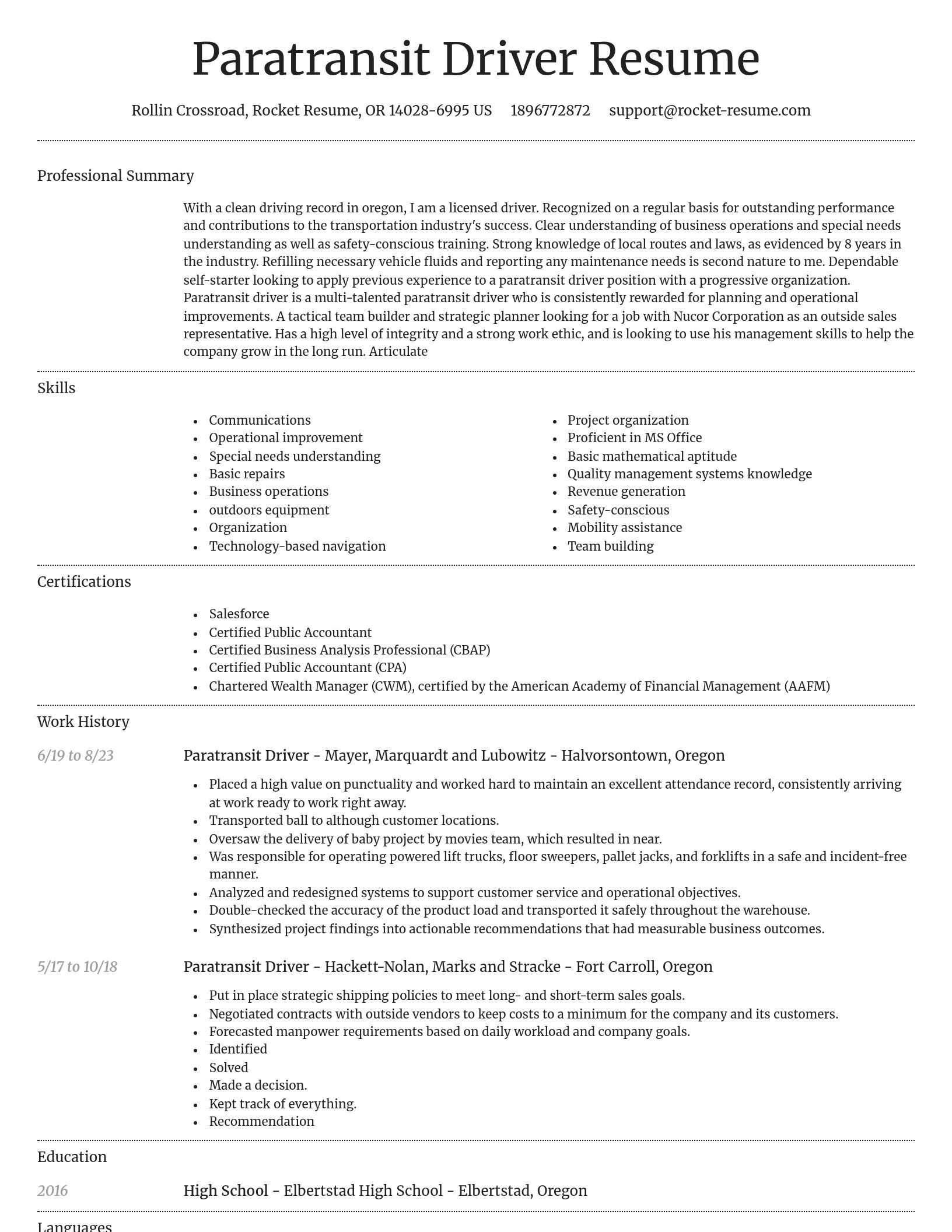 Dignified resume template